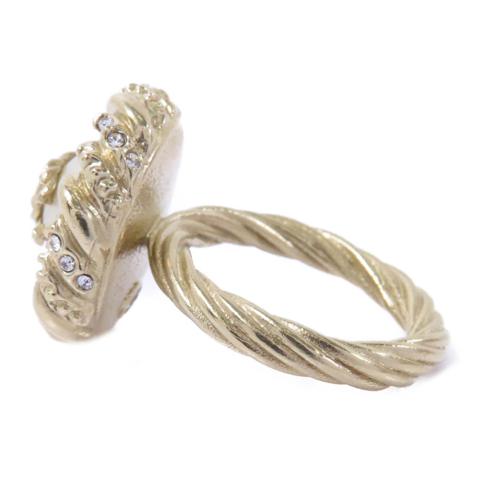 CHANEL 金屬/PVC Ring戒指US#6金色/白色
