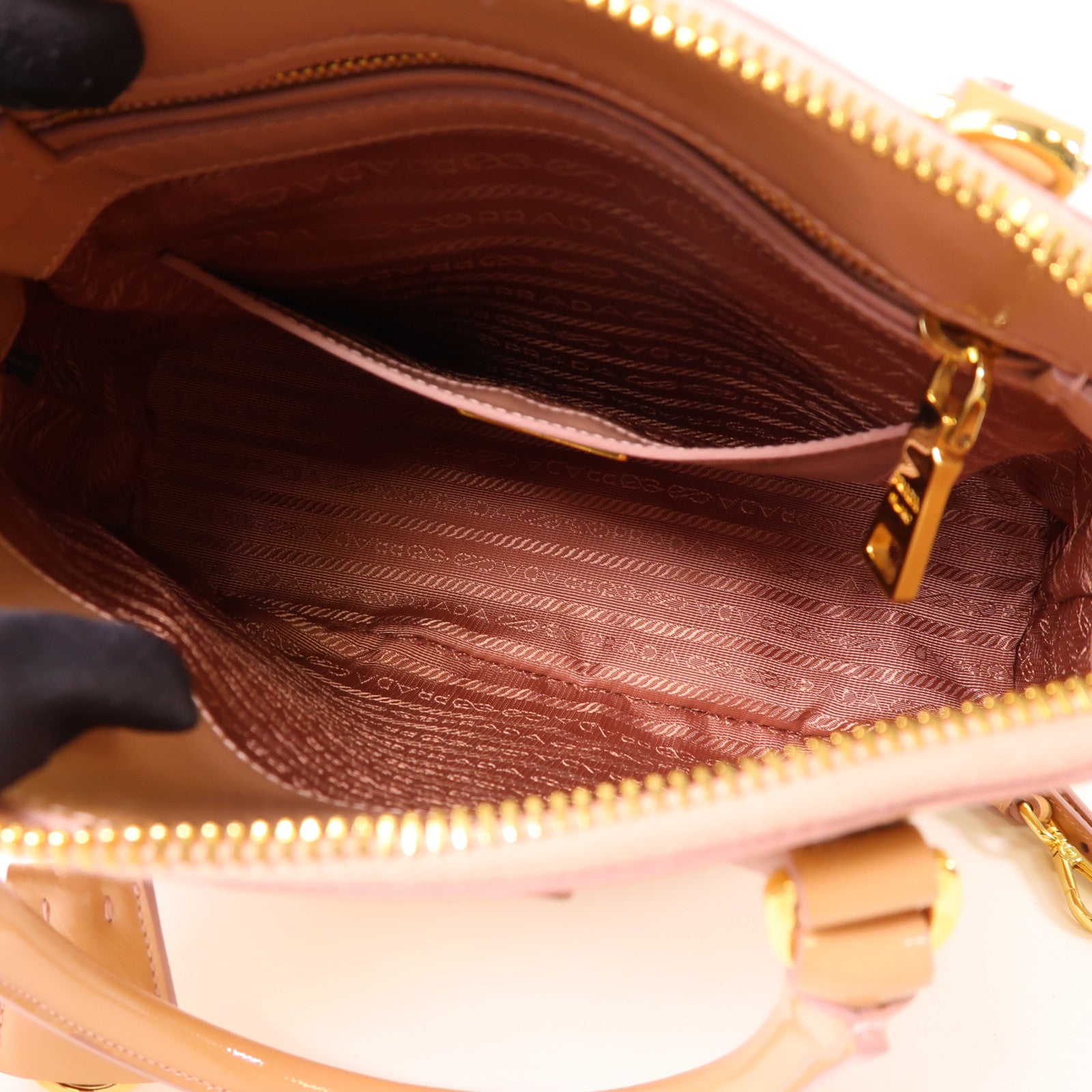 PRADA 漆皮皮革2 Way Shoulder Bag金扣手挽肩背兩用袋