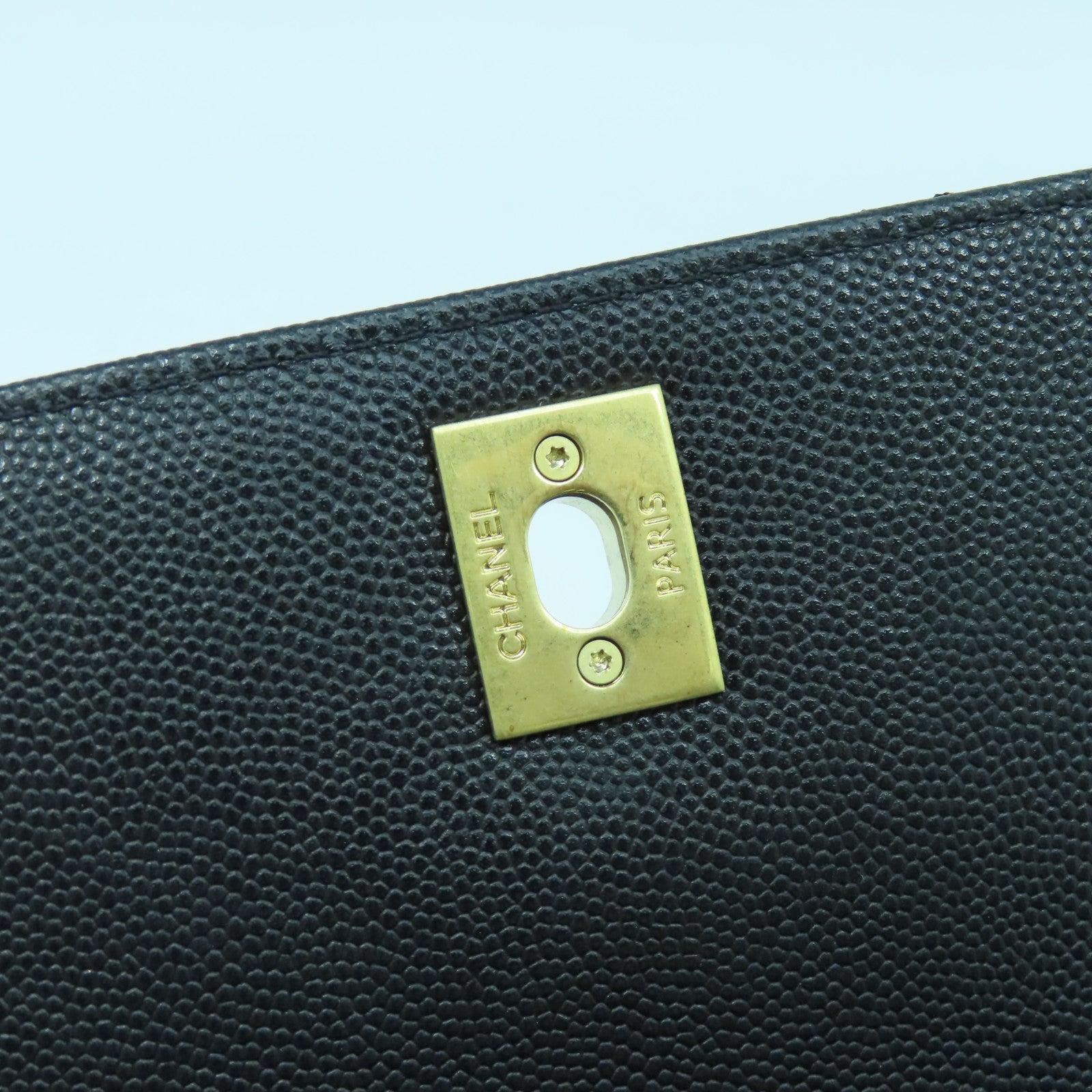 CHANEL 菱格牛皮皮革Chain Shoulder Bag金扣鏈帶手挽肩背兩用袋黑色
