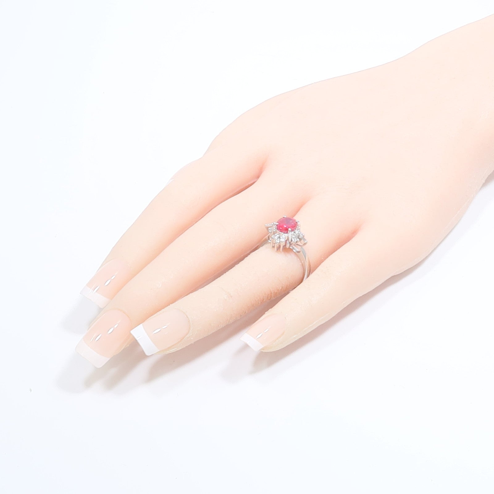 JEWELRY PT900鉑金Ruby Diamond Ring紅寶石/鑽石戒指