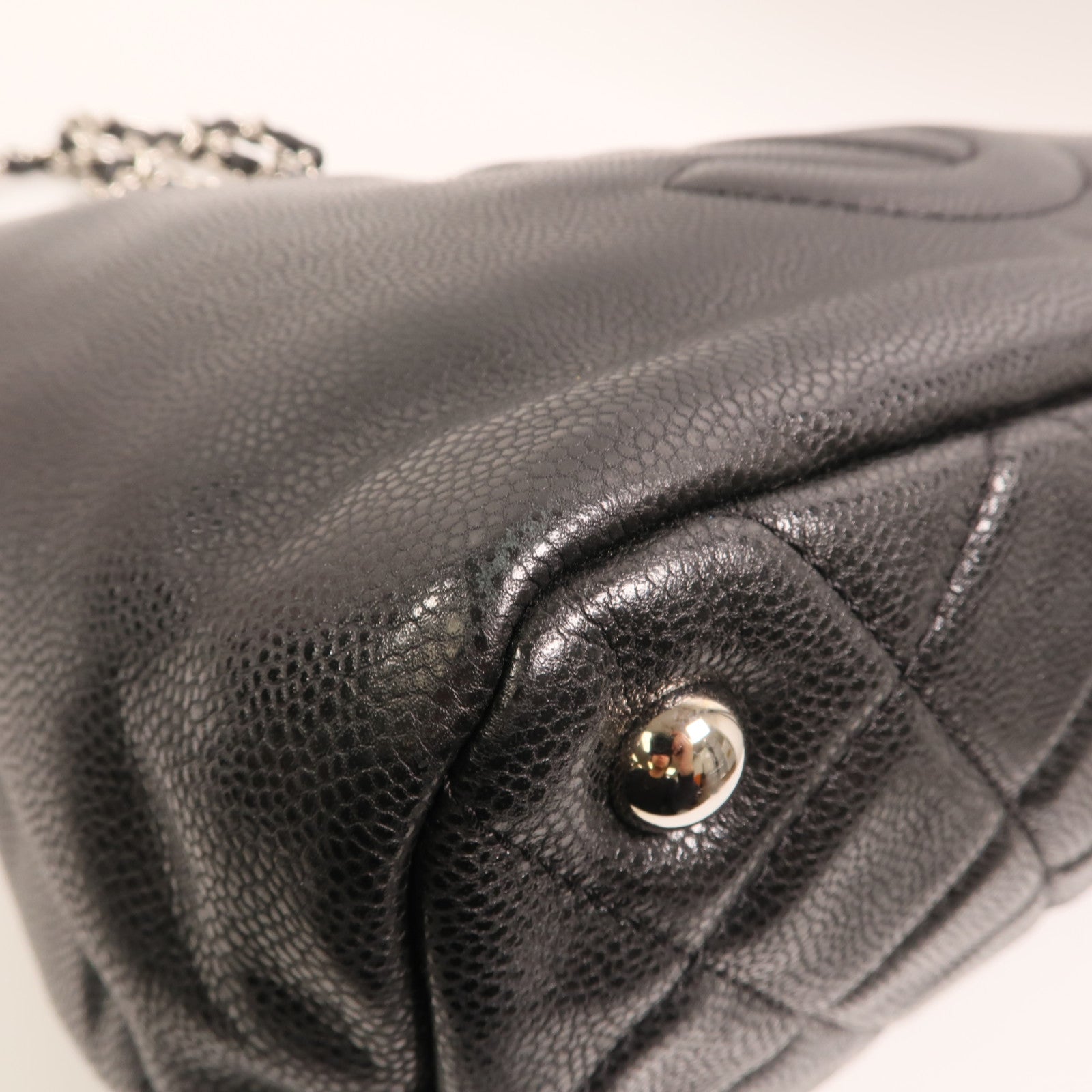 CHANEL 牛皮皮革Chain Shoulder Bag銀扣鏈帶肩背袋