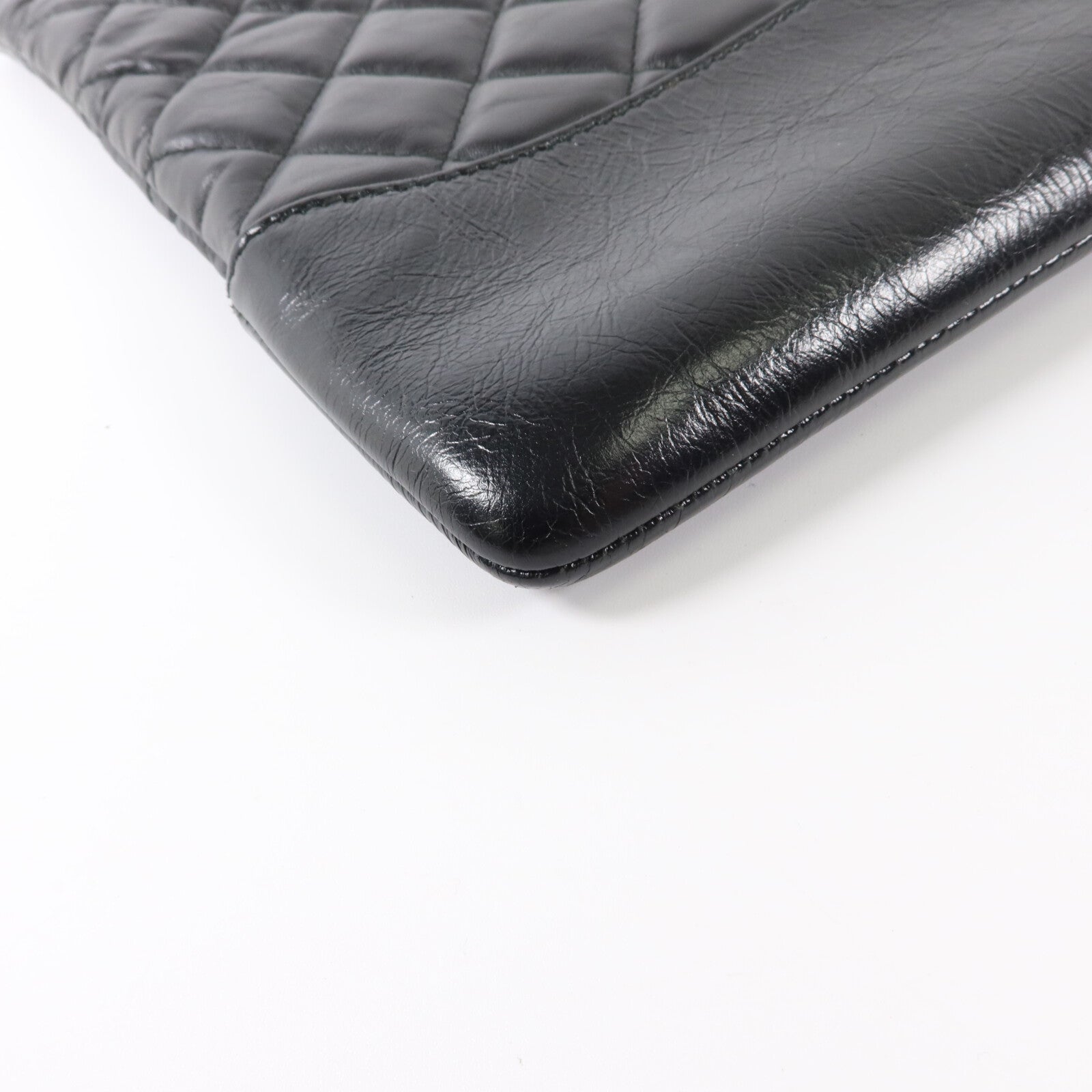 CHANEL 牛皮皮革Large Gabrielle O Case Clutch銀扣手拿包