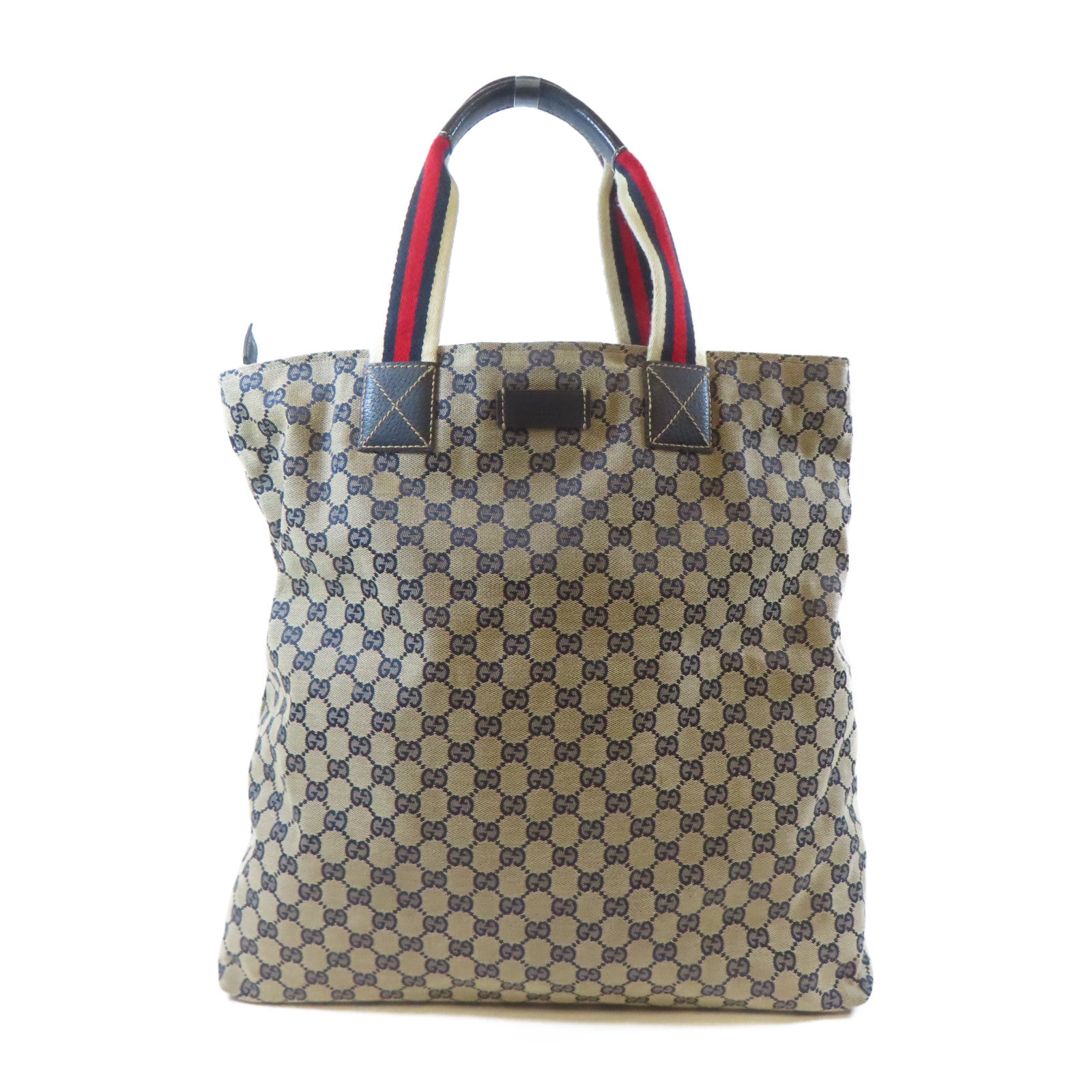 GUCCI 帆布Tote Bag銀扣手挽袋啡色/藍色
