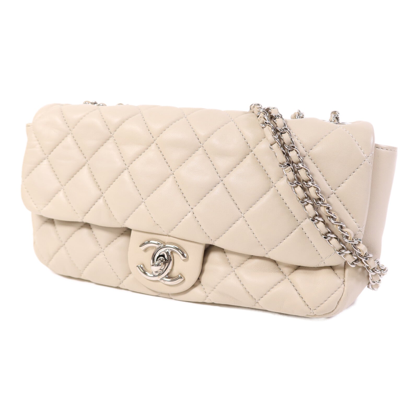 CHANEL 牛皮皮革CoCo Rain Flap銀扣鏈帶肩背袋