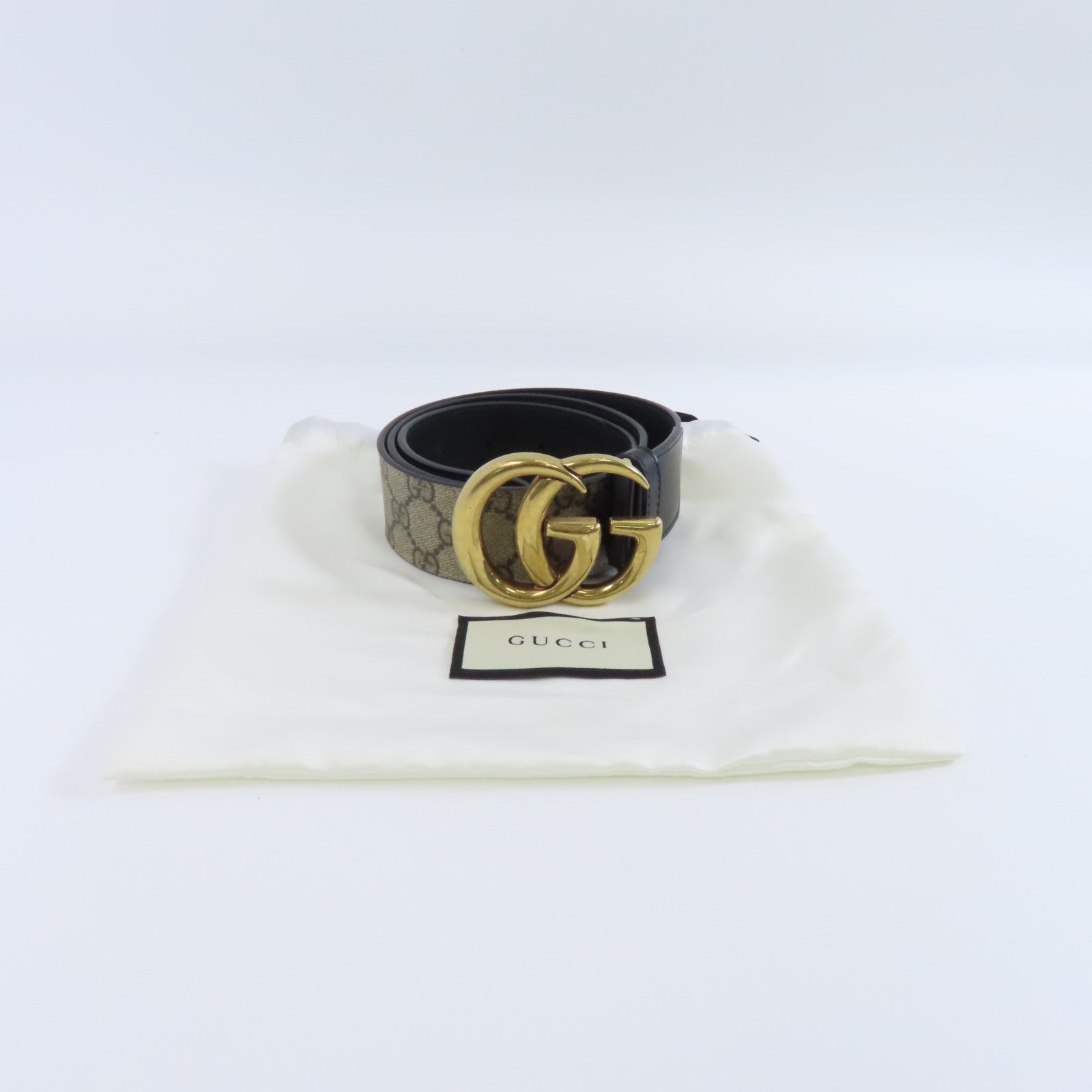 GUCCI PVC Belt 90cm金扣皮帶棕色