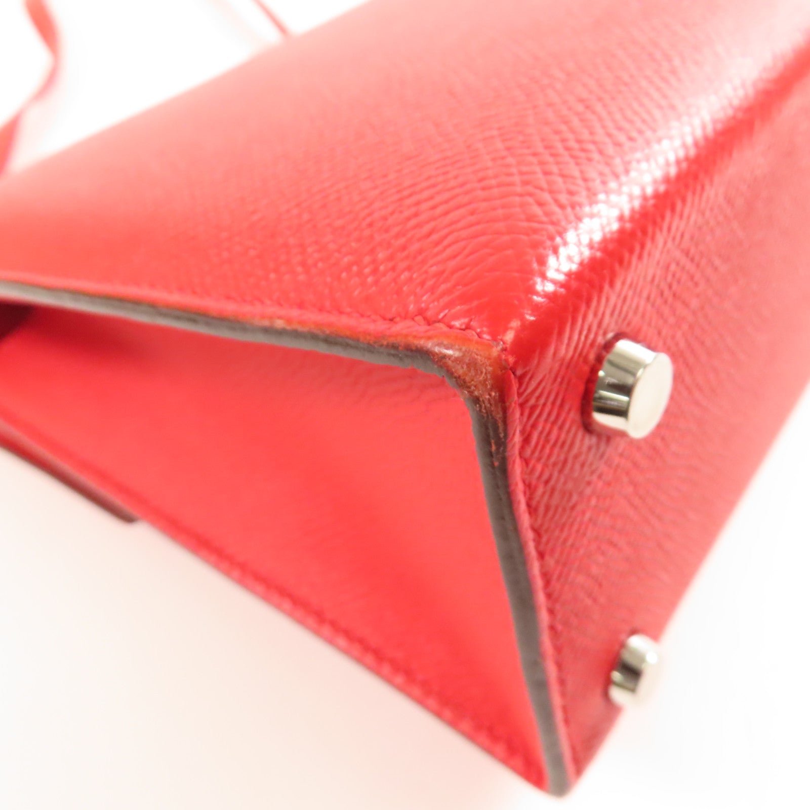 HERMES Epsom皮革Verrou 23銀扣肩背袋Rouge de Coeur