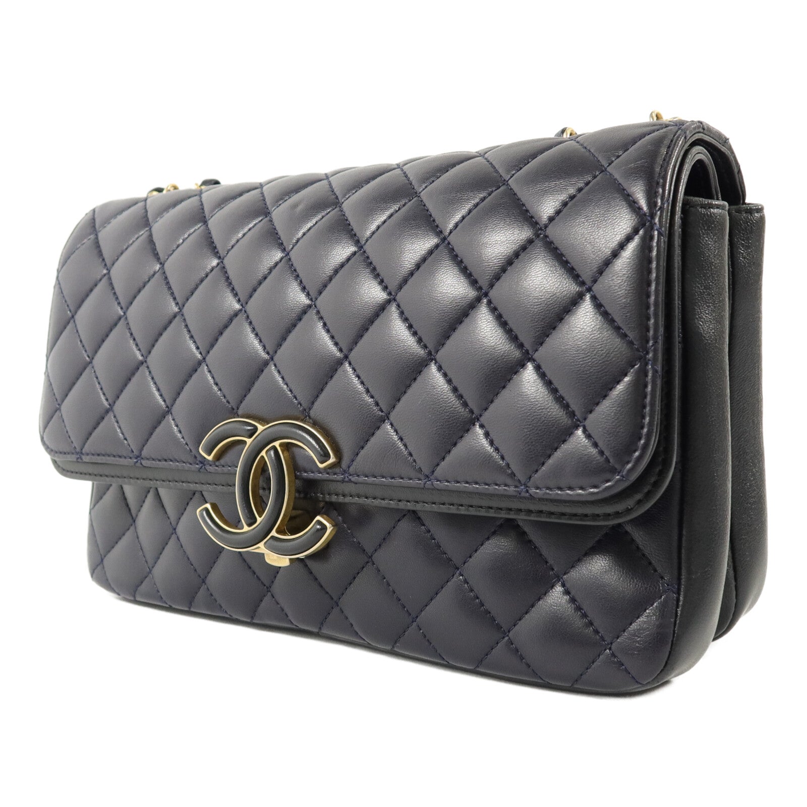 CHANEL 羊皮皮革CC Logo Flap鏈帶肩背袋