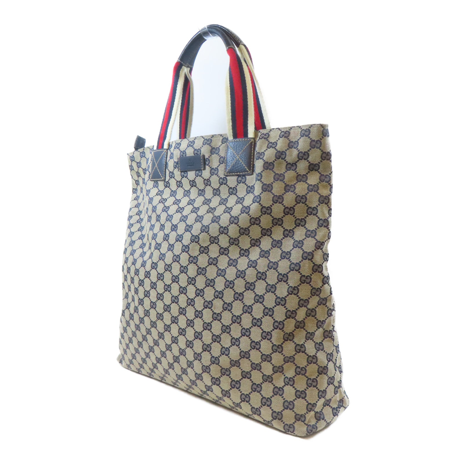 GUCCI 帆布Tote Bag銀扣手挽袋啡色/藍色