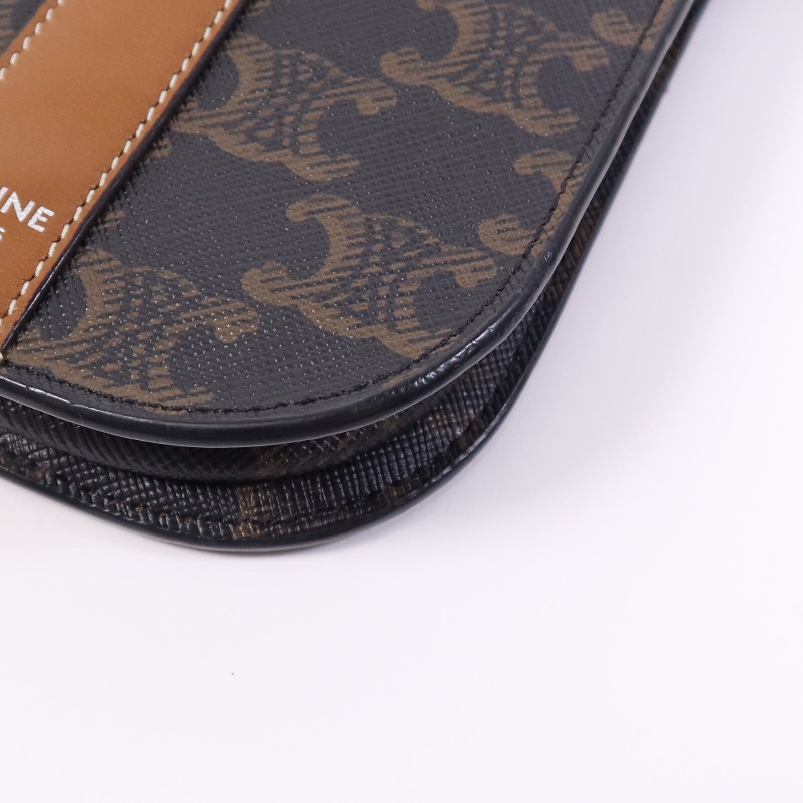 CELINE 塗層帆布Triomphe Phone Bag銀扣肩背手機袋