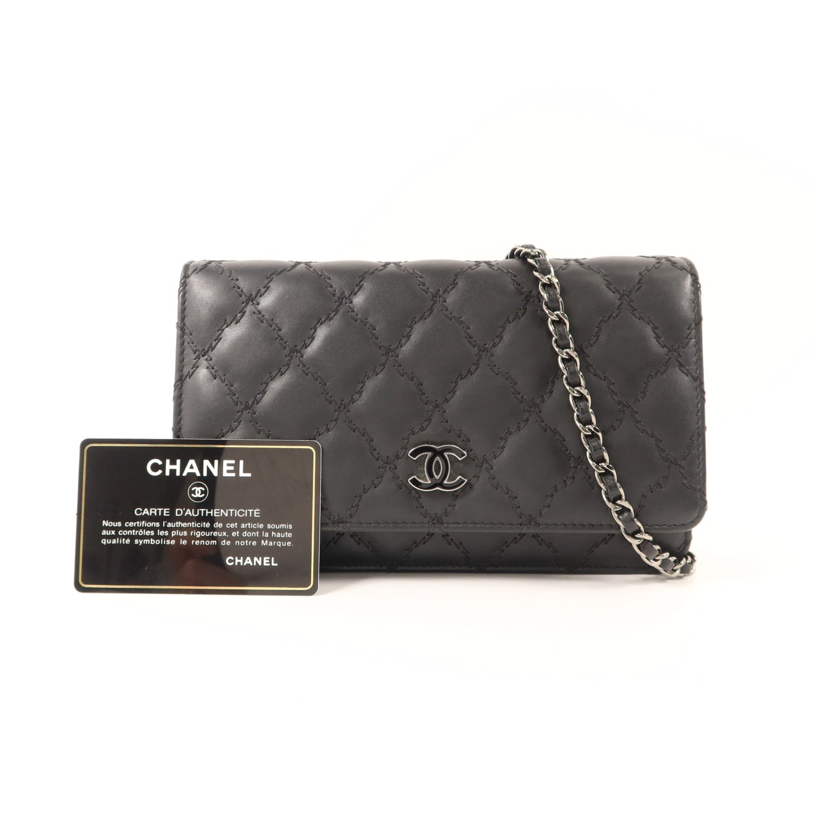 CHANEL 牛皮皮革WOC Wallet On Chain銀扣鏈帶肩背袋