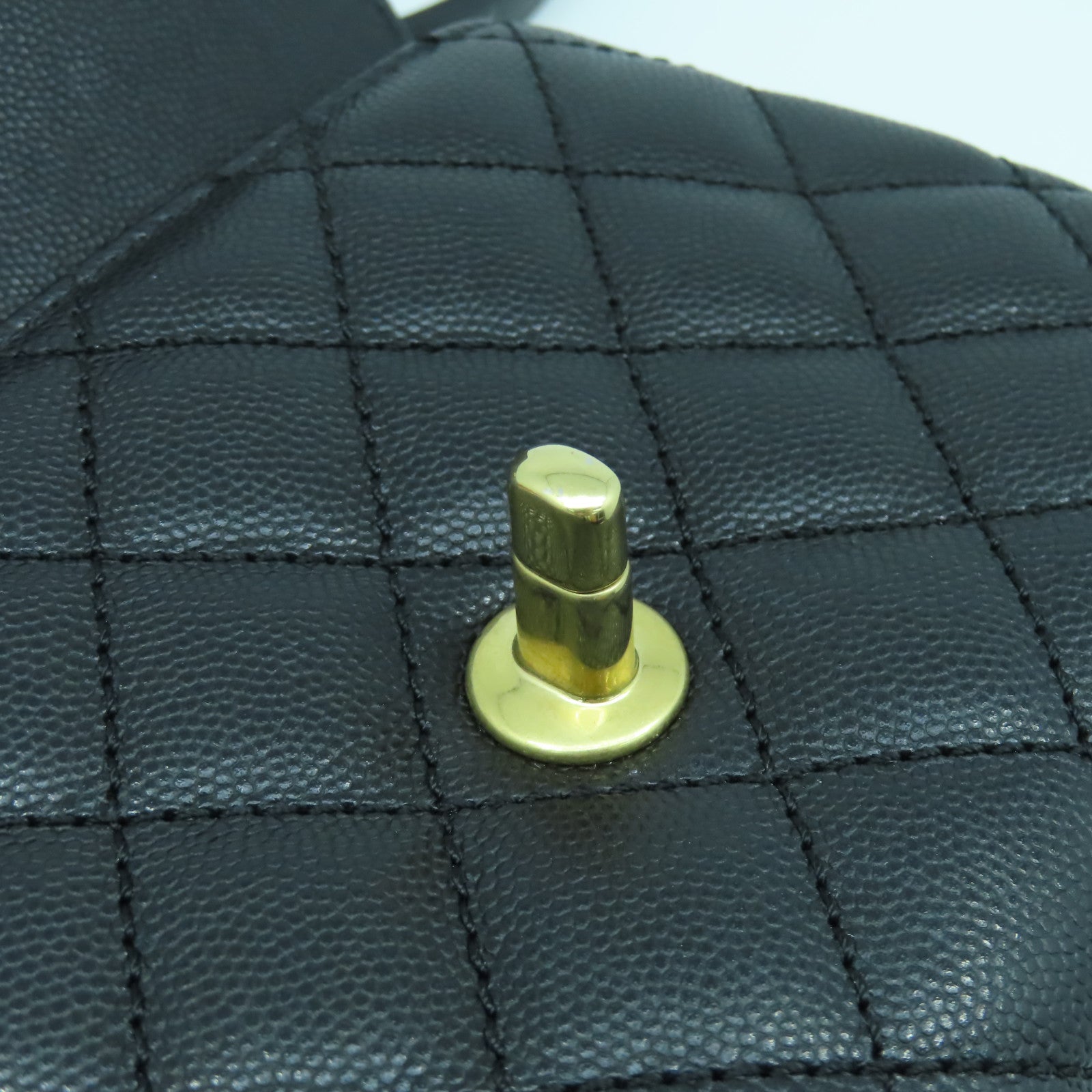 CHANEL 菱格牛皮皮革Chain Shoulder Bag金扣鏈帶手挽肩背兩用袋黑色