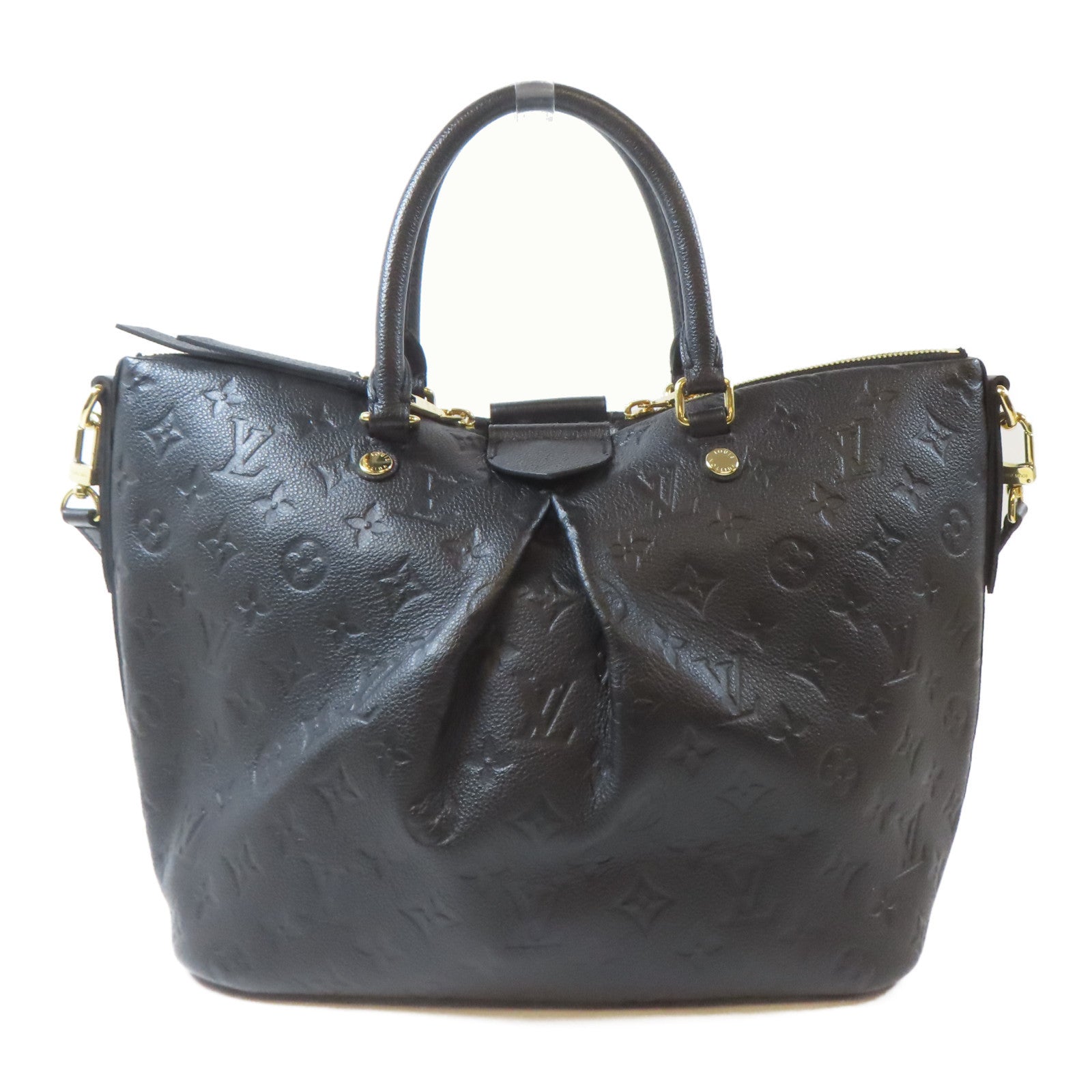 LOUIS VUITTON Monogram Empreinte Mazarine MM金扣手挽肩背兩用袋黑色