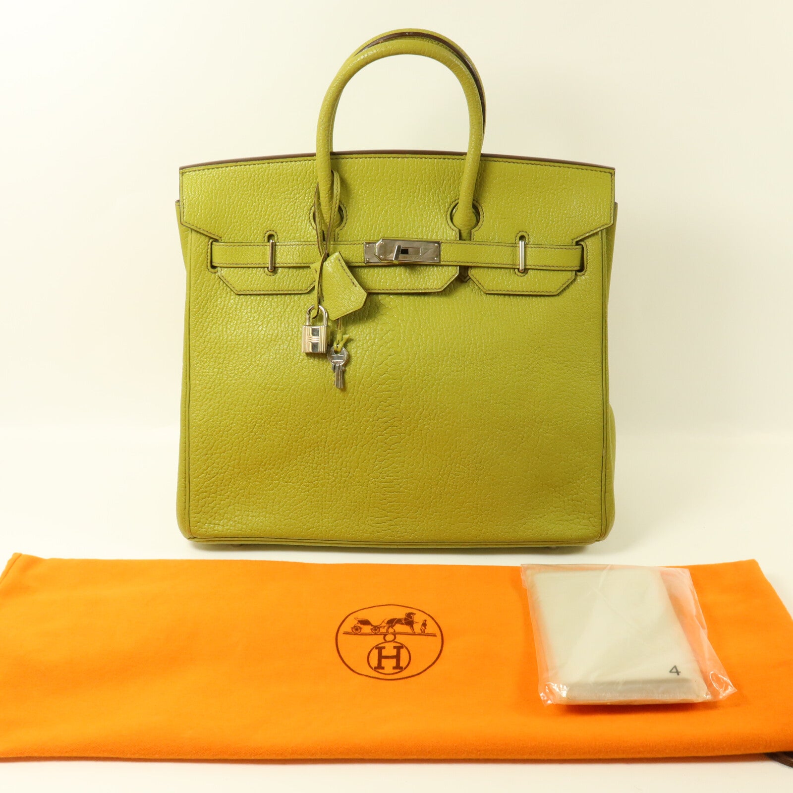 HERMES Chevre皮革Birkin 32 HAC手挽袋Vert Anis