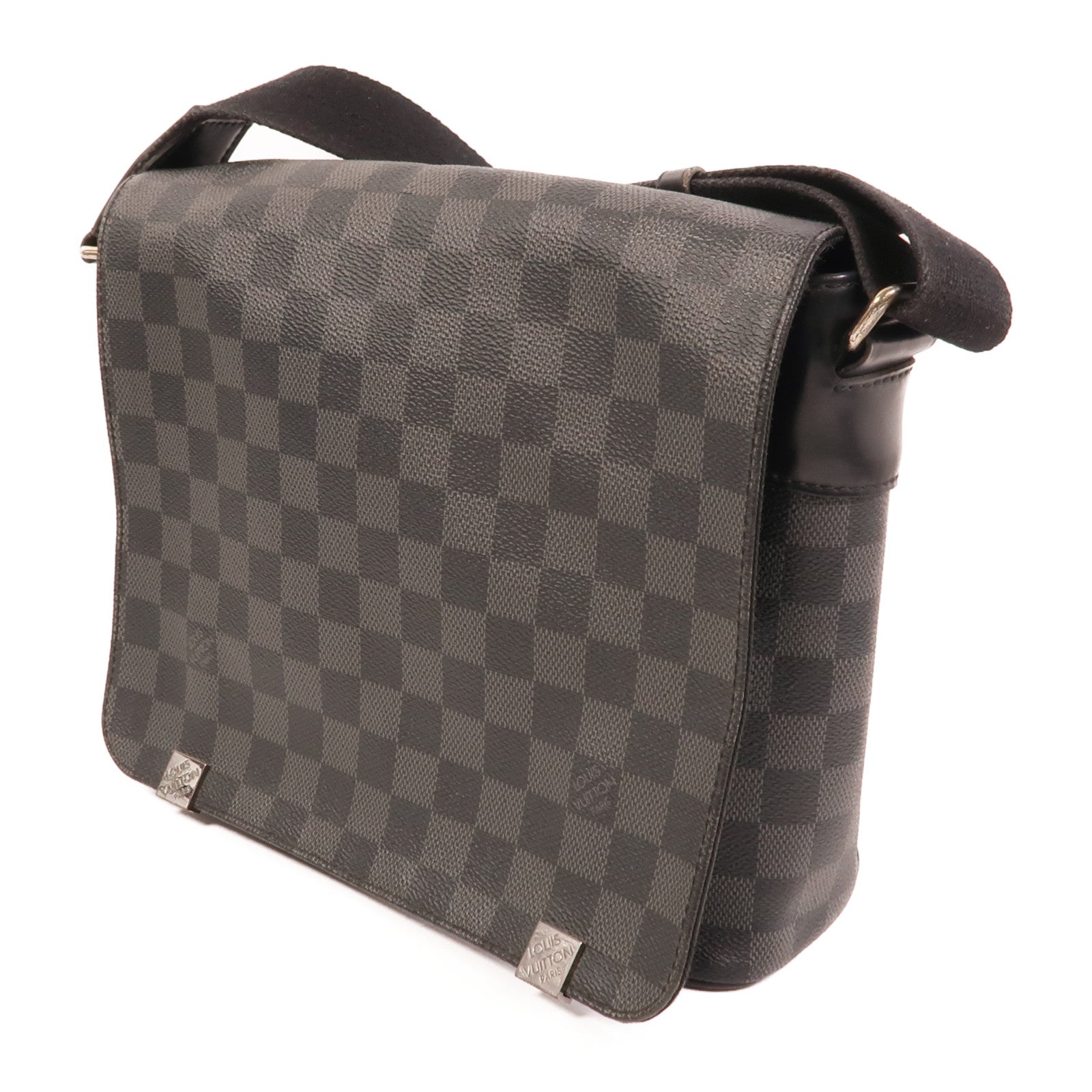 LOUIS VUITTON Damier Graphite Distrist PM銀扣肩背袋