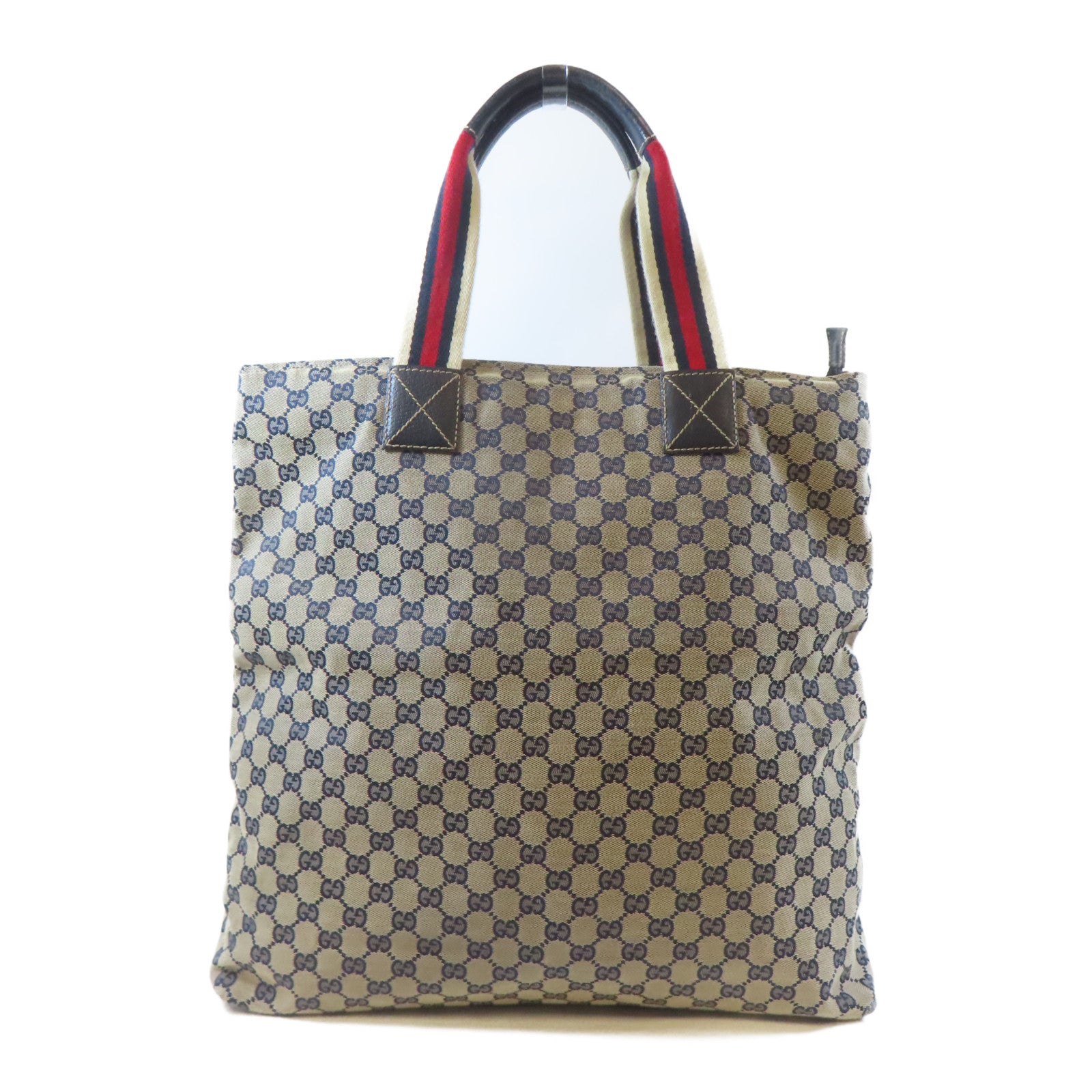 GUCCI 帆布Tote Bag銀扣手挽袋啡色/藍色