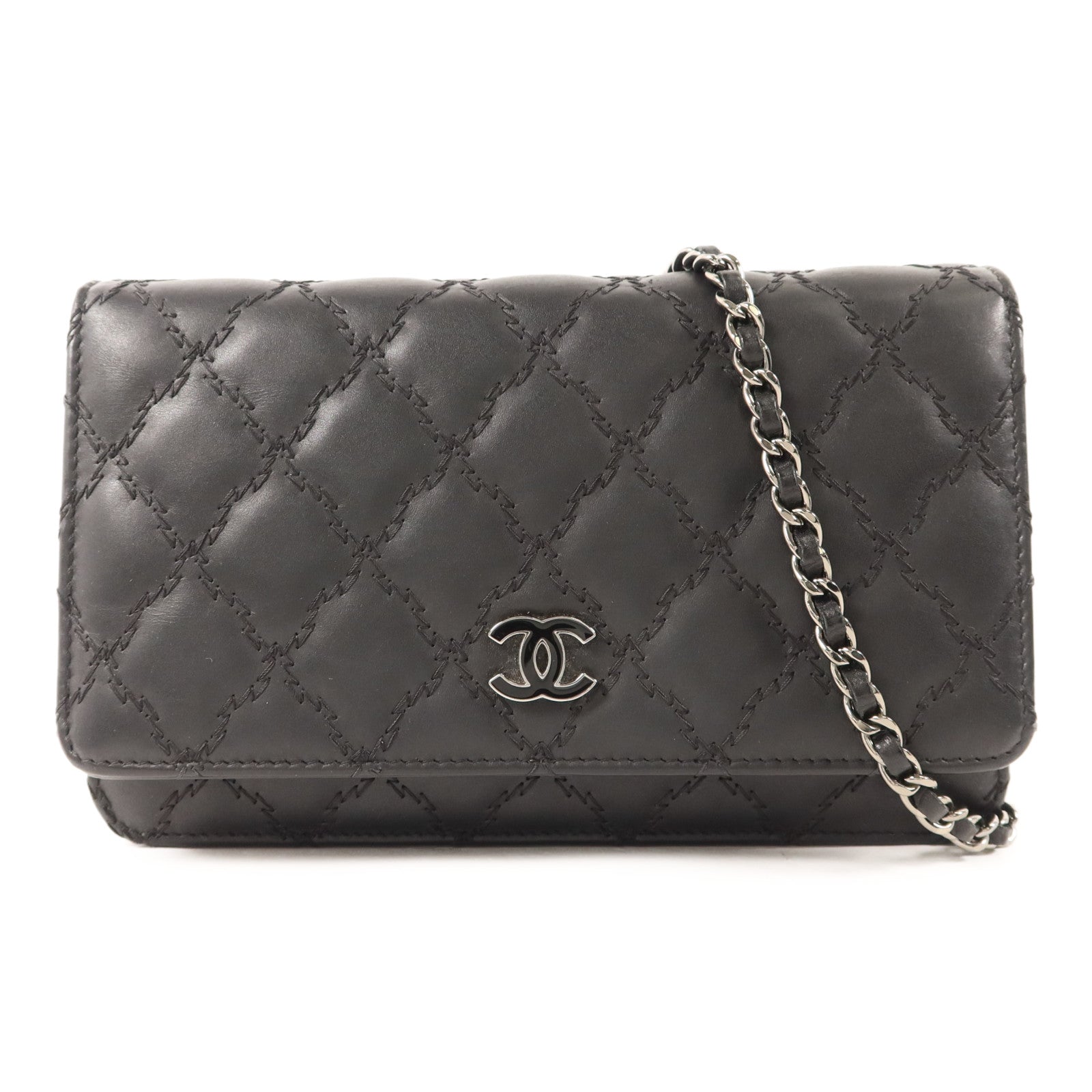 CHANEL 牛皮皮革WOC Wallet On Chain銀扣鏈帶肩背袋