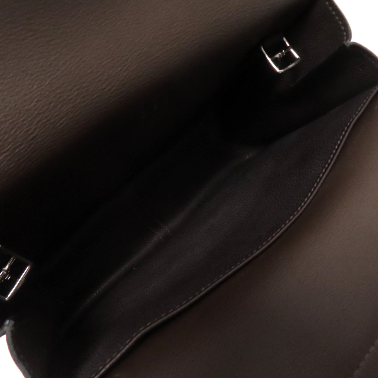 HERMES **【激減優惠】Clemence皮革Halzan 25銀扣手挽肩背兩用袋啡色