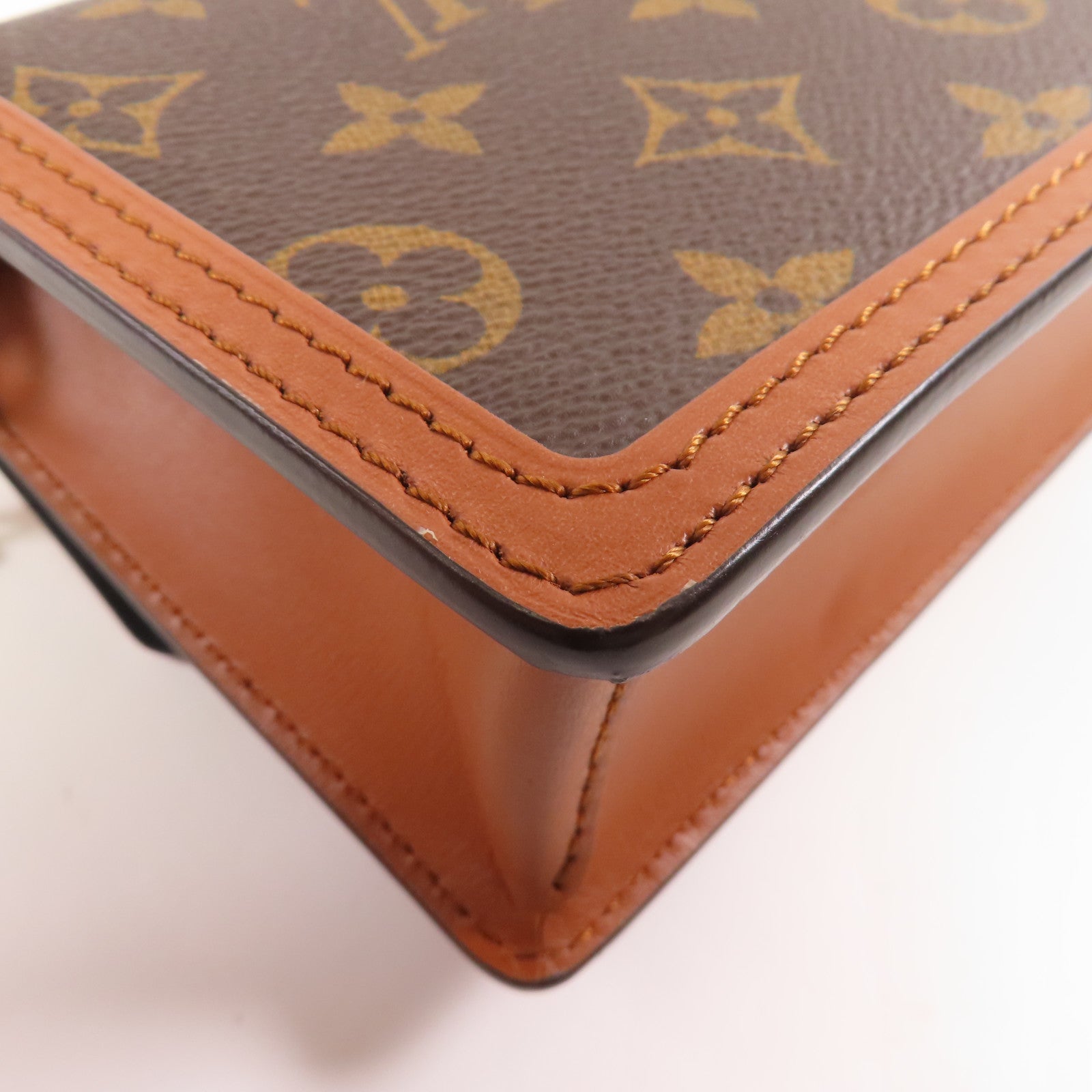 LOUIS VUITTON LV GHW Dauphine Chain Shoulder Bag M68746 Monogram Reverse Brown