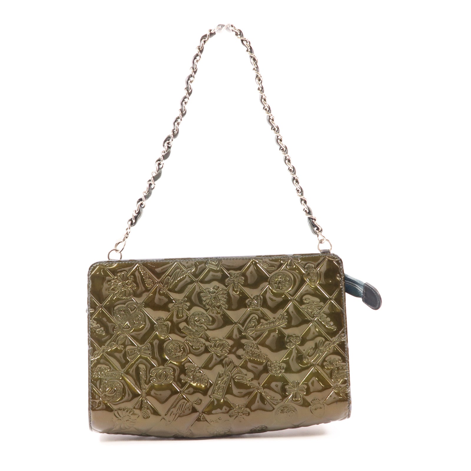 CHANEL 漆皮皮革Shoulder Bag銀扣肩背袋