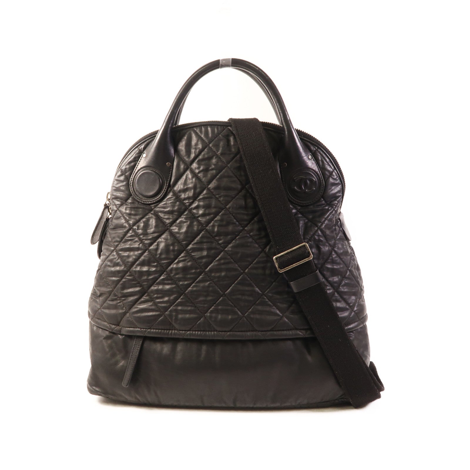 CHANEL 尼龍2 Way Bag銀扣手挽肩背兩用袋