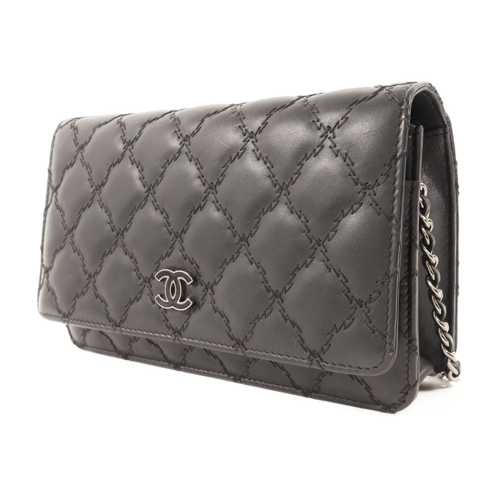 CHANEL 牛皮皮革WOC Wallet On Chain銀扣鏈帶肩背袋