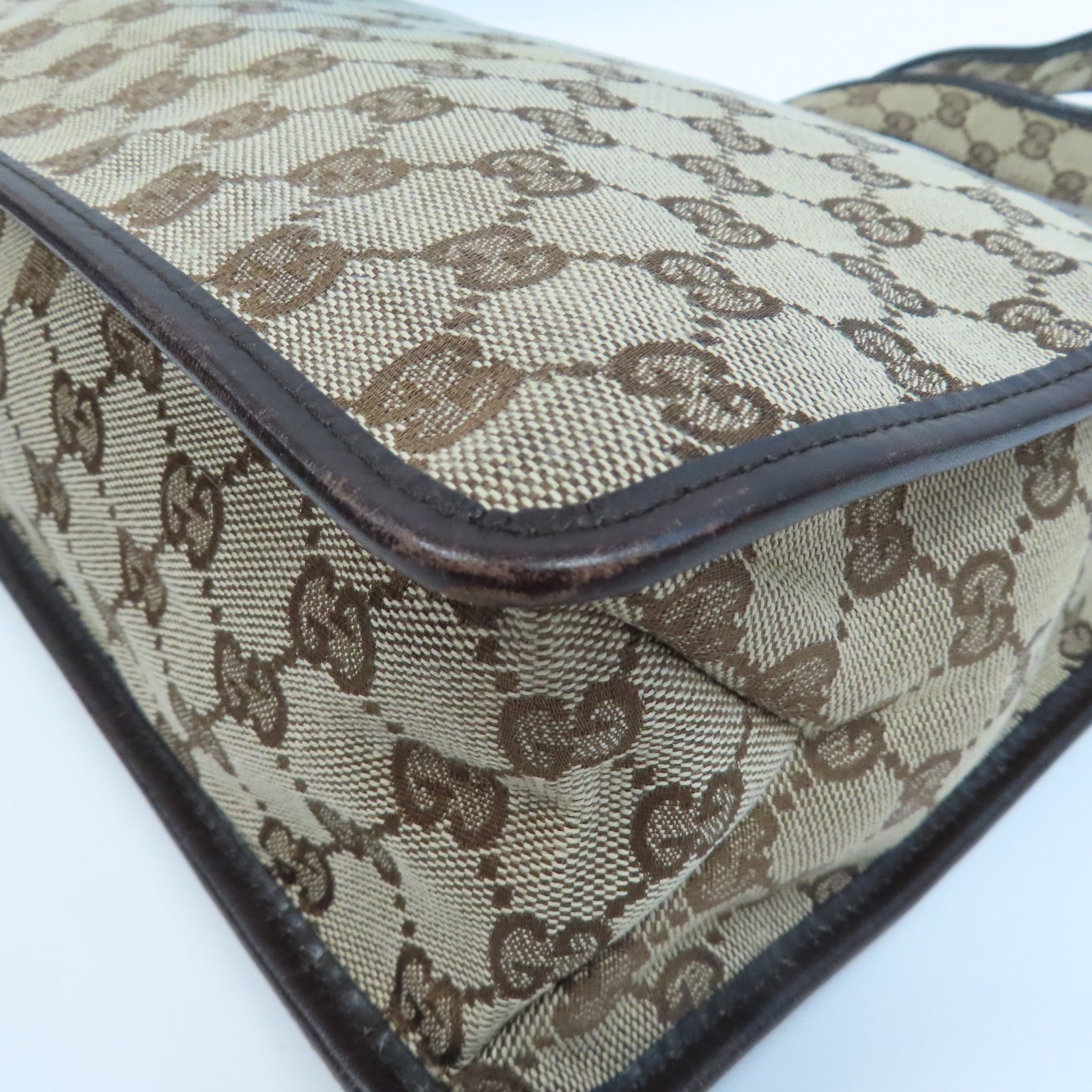 GUCCI 帆布Shoulder Bag金扣肩背袋啡色