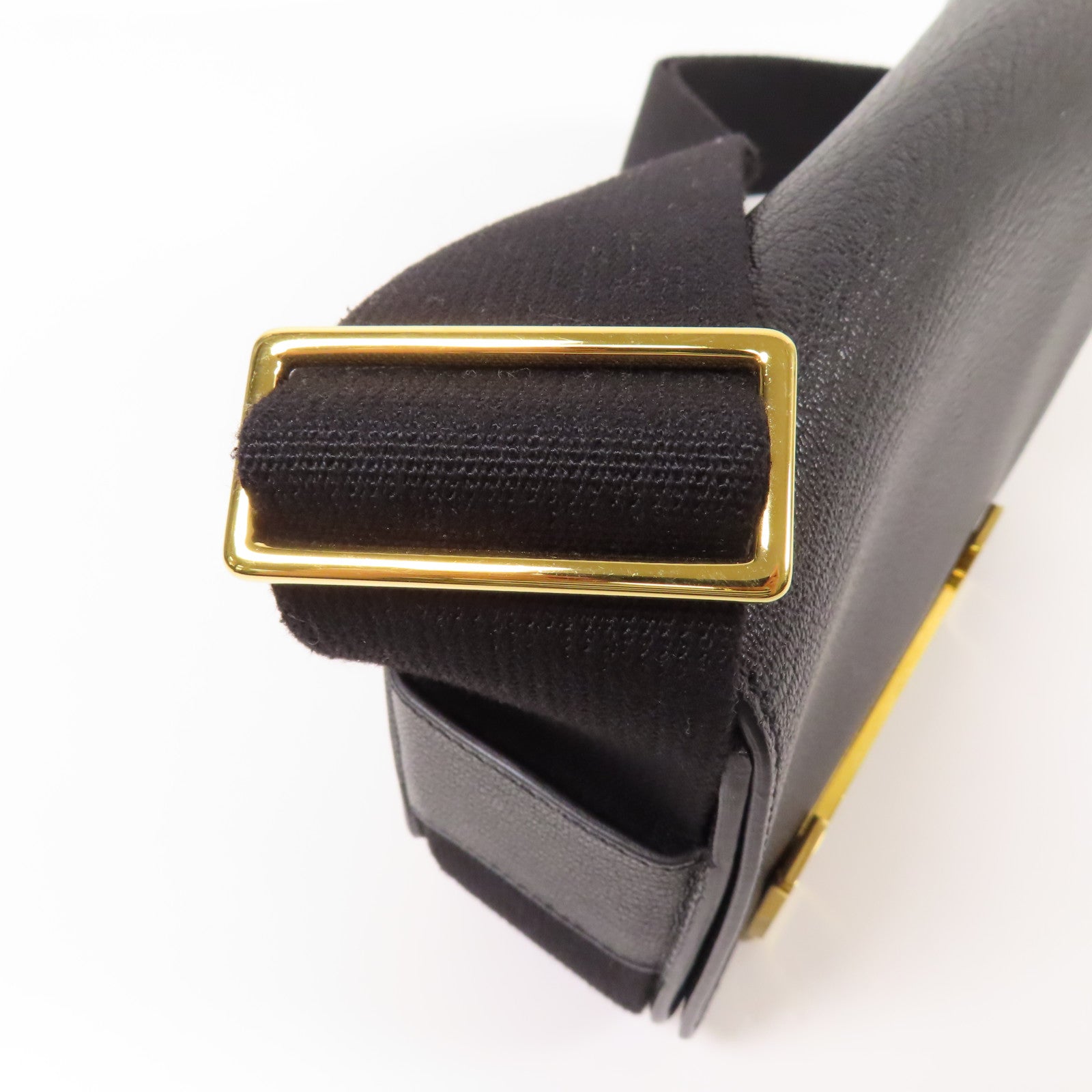 HERMES Chevre皮革金扣Geta肩背袋Noir