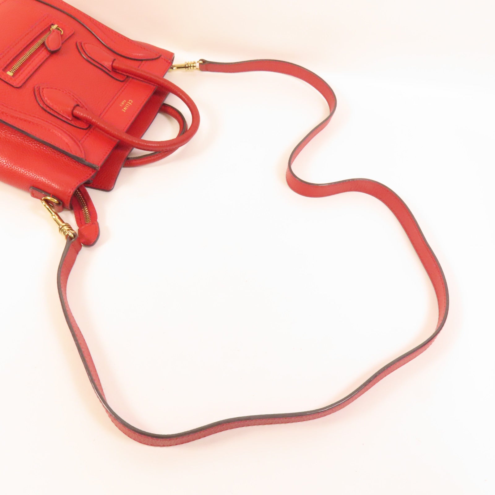 CELINE 牛皮皮革Nano Luggage金扣手挽肩背兩用袋