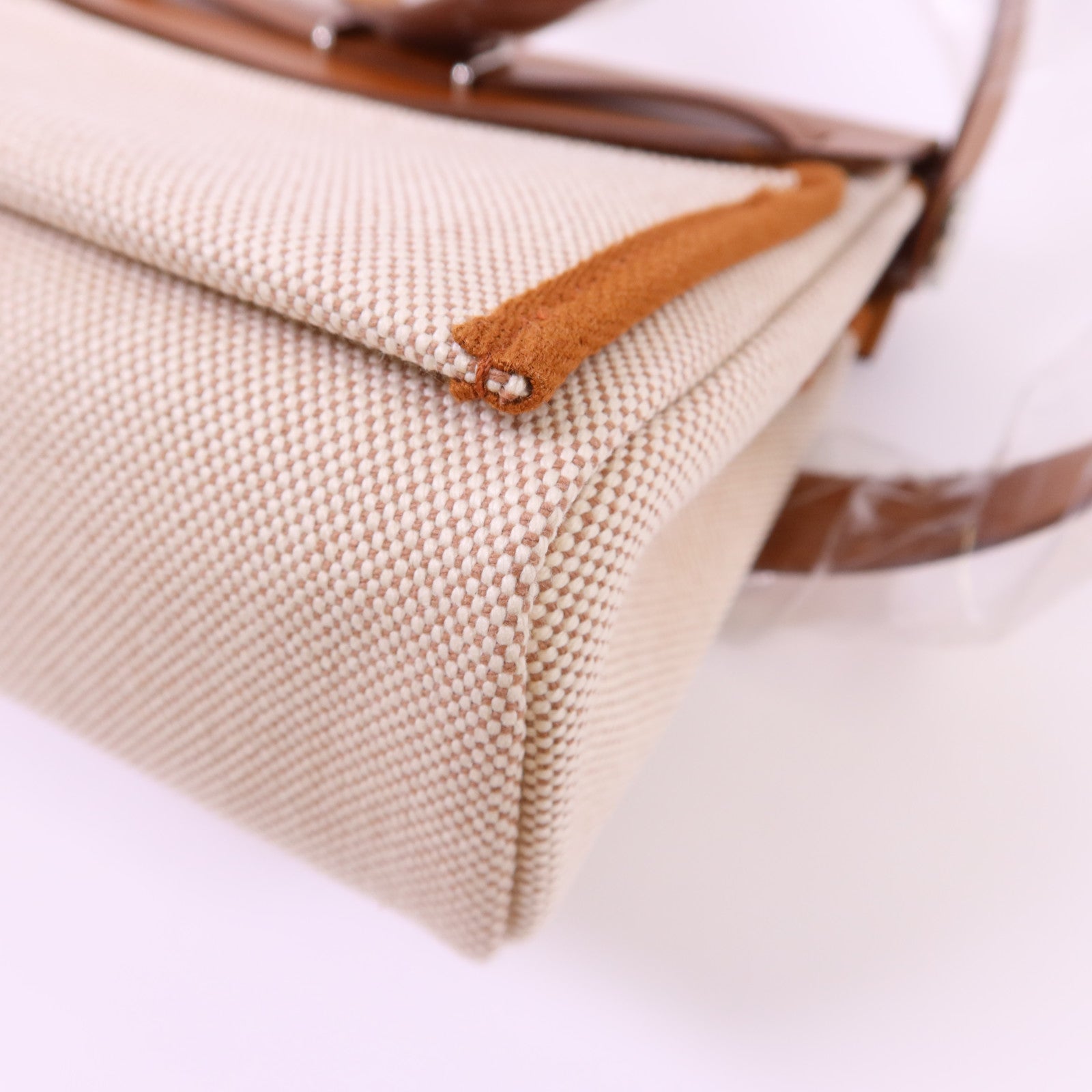 HERMES 帆布Mini Herbag銀扣肩背袋Gold