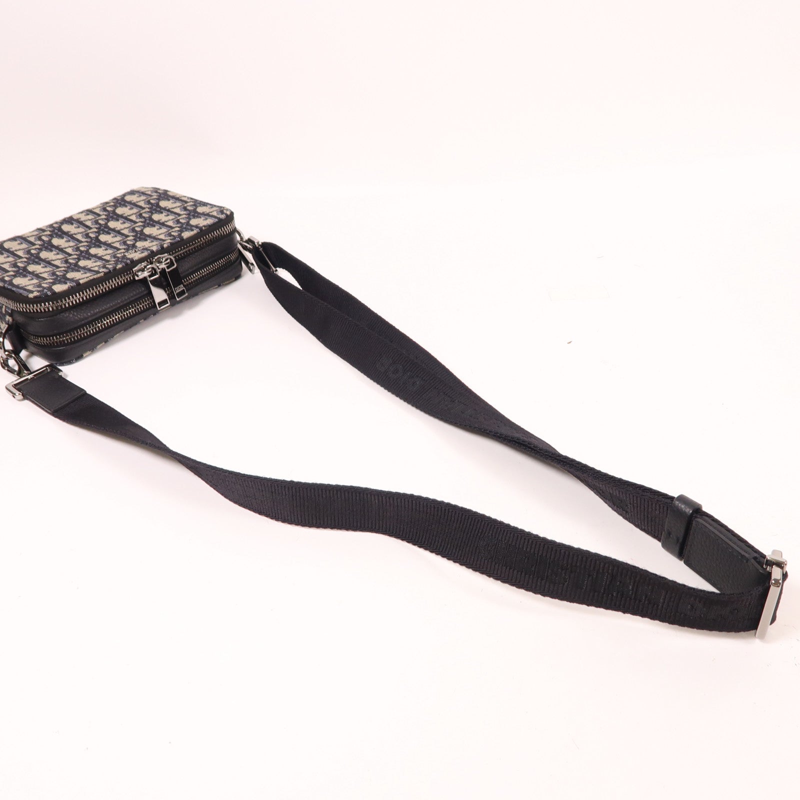 Dior 帆布Oblique Camera Bag銀扣肩背袋