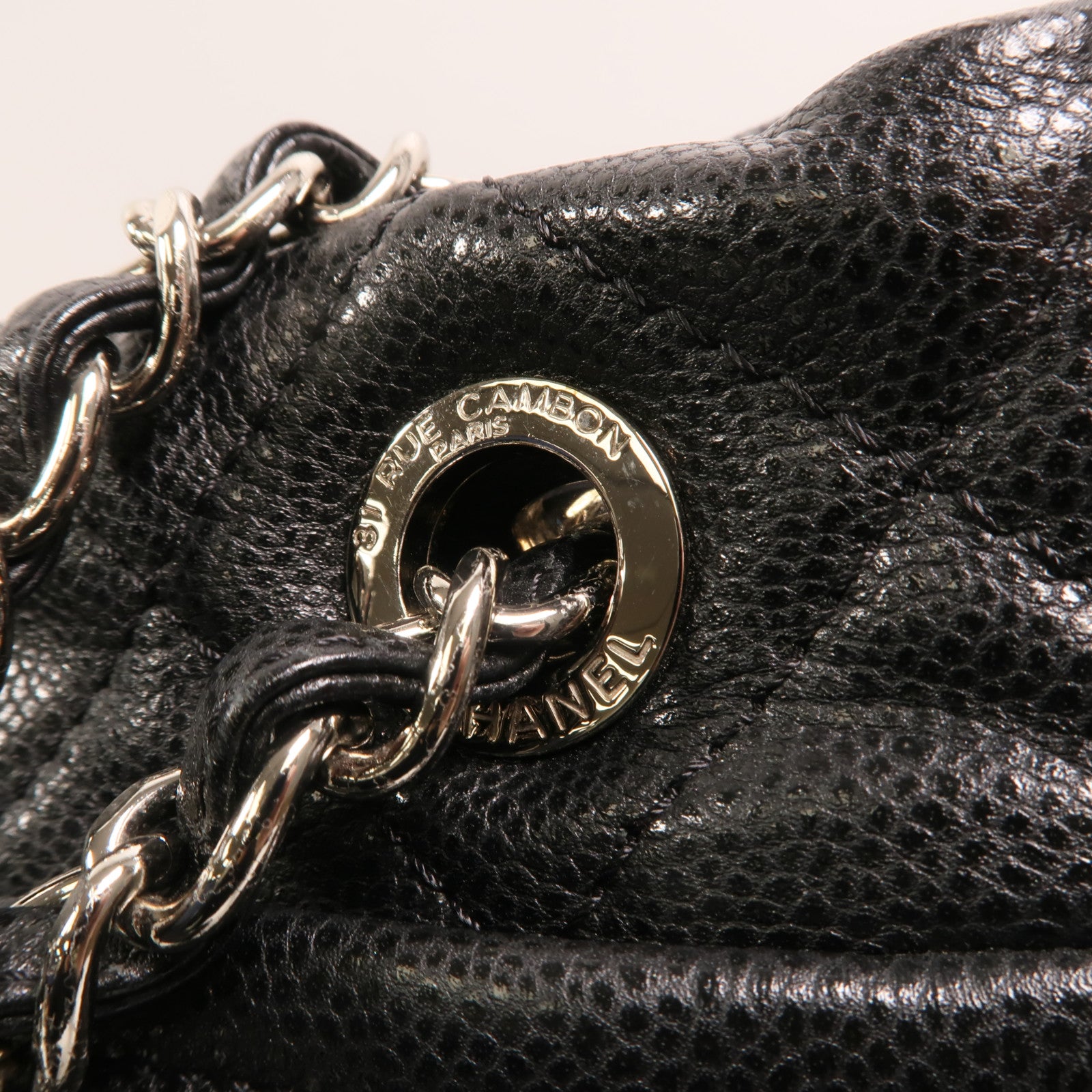 CHANEL 牛皮皮革Chain Shoulder Bag銀扣鏈帶肩背袋