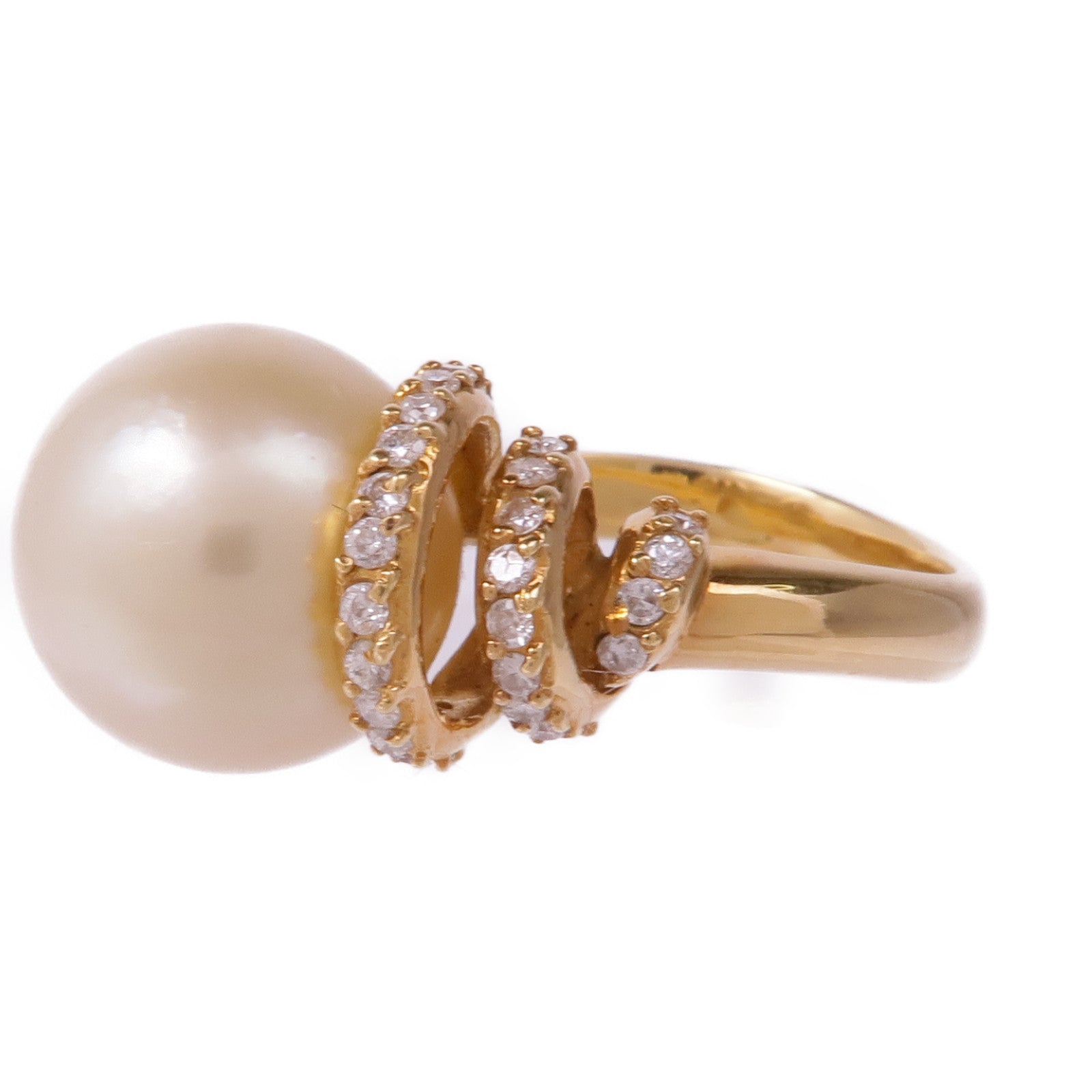 JEWELRY 18K黃金Pearl Diamond Ring珍珠/鑽石戒指US#6.5