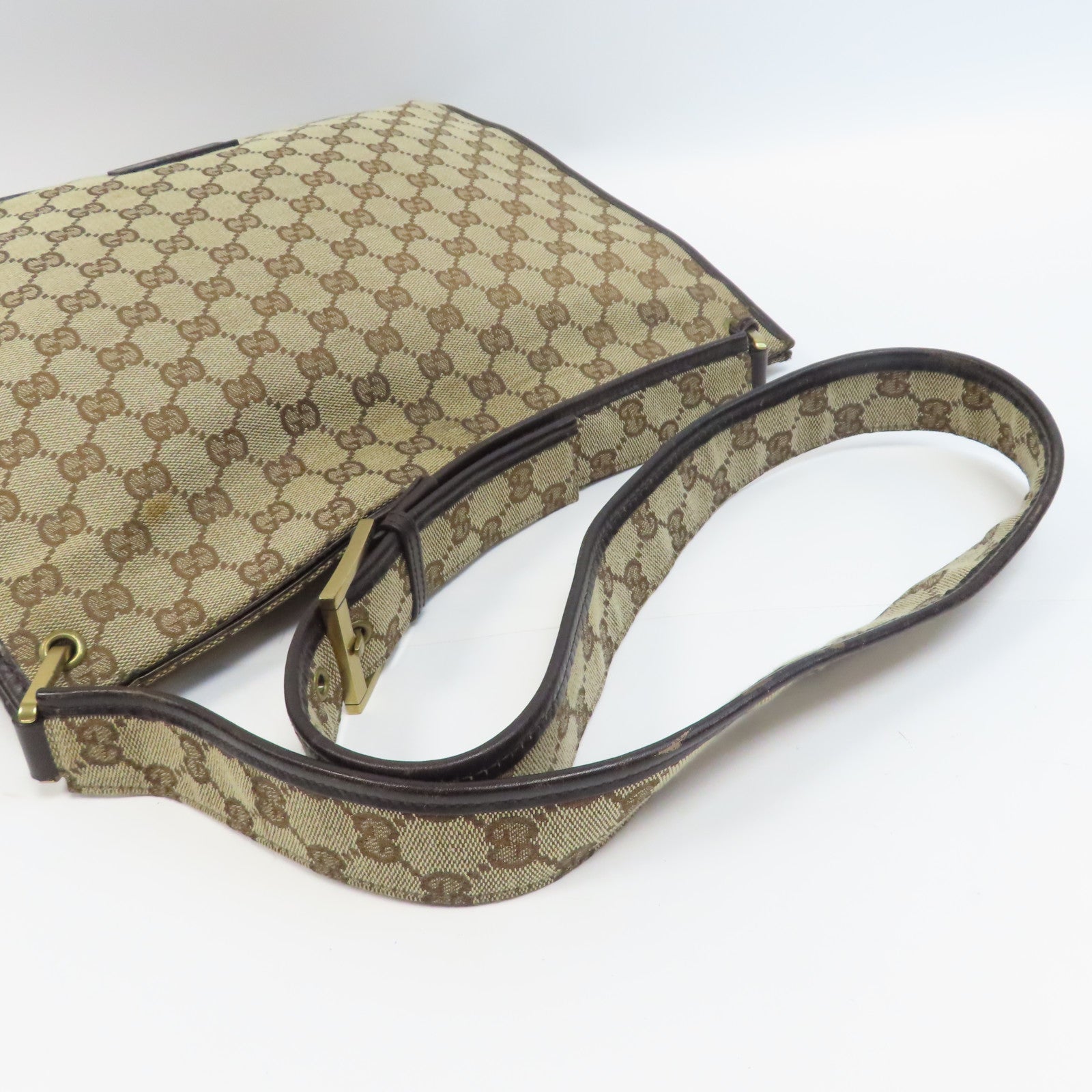 GUCCI 帆布Shoulder Bag金扣肩背袋啡色