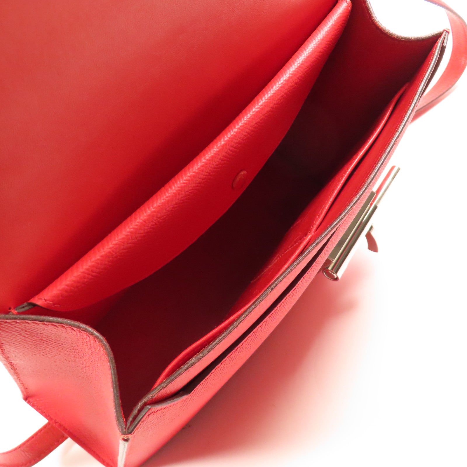 HERMES PHW Verrou 23 Shoulder Bag Veau Epsom Leather S3 Rouge de Coeur Red