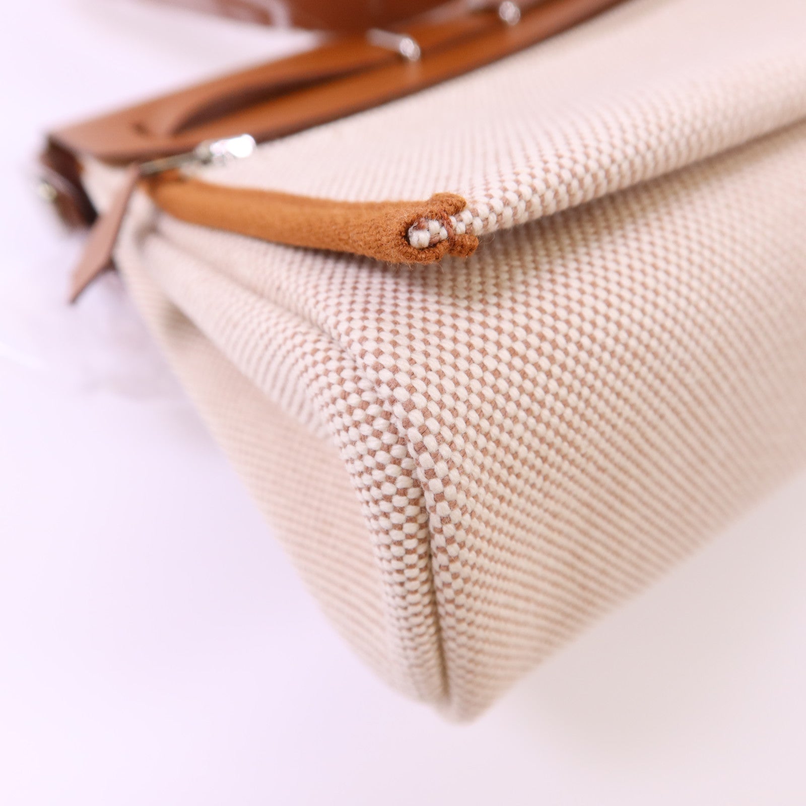 HERMES 帆布Mini Herbag銀扣肩背袋Gold