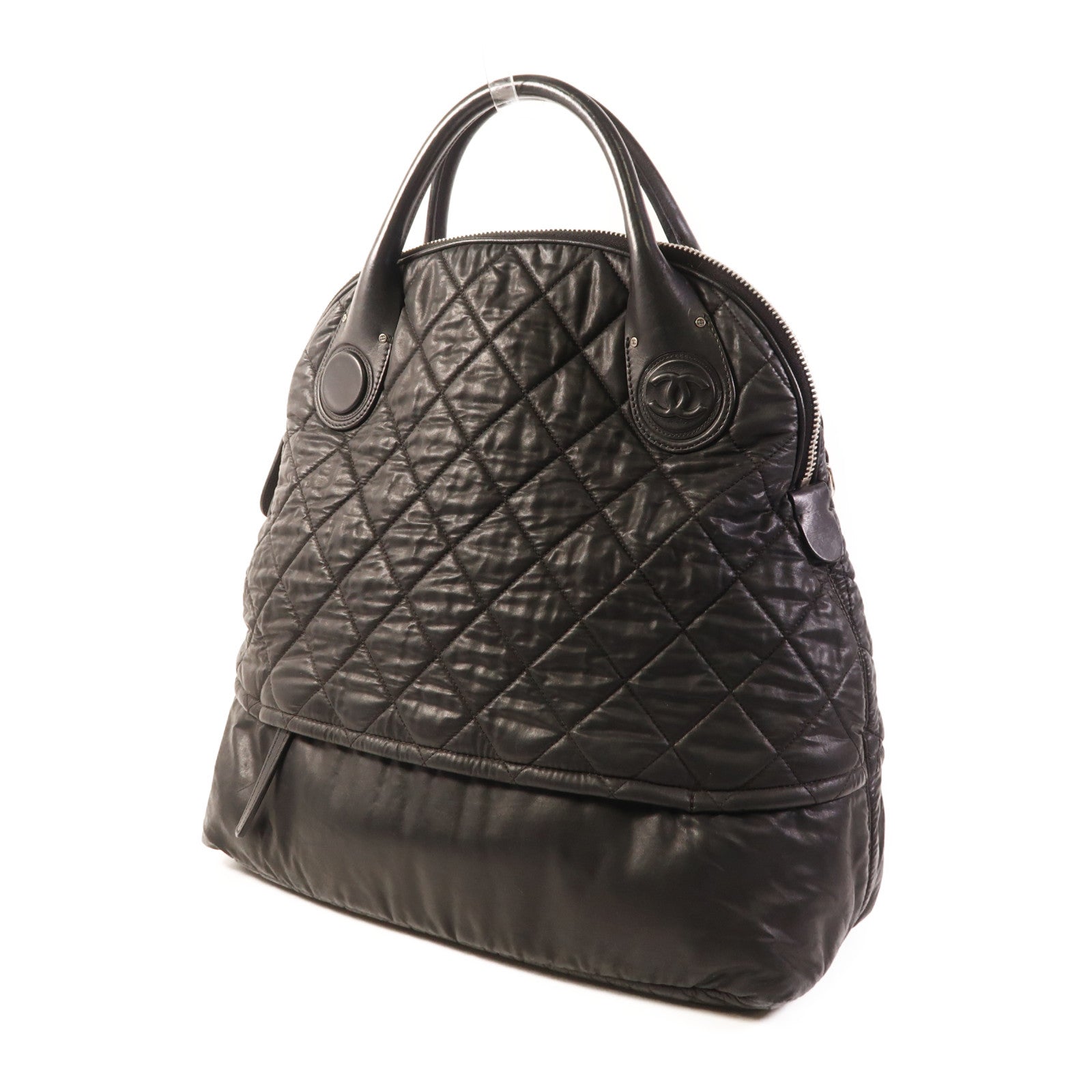 CHANEL 尼龍2 Way Bag銀扣手挽肩背兩用袋