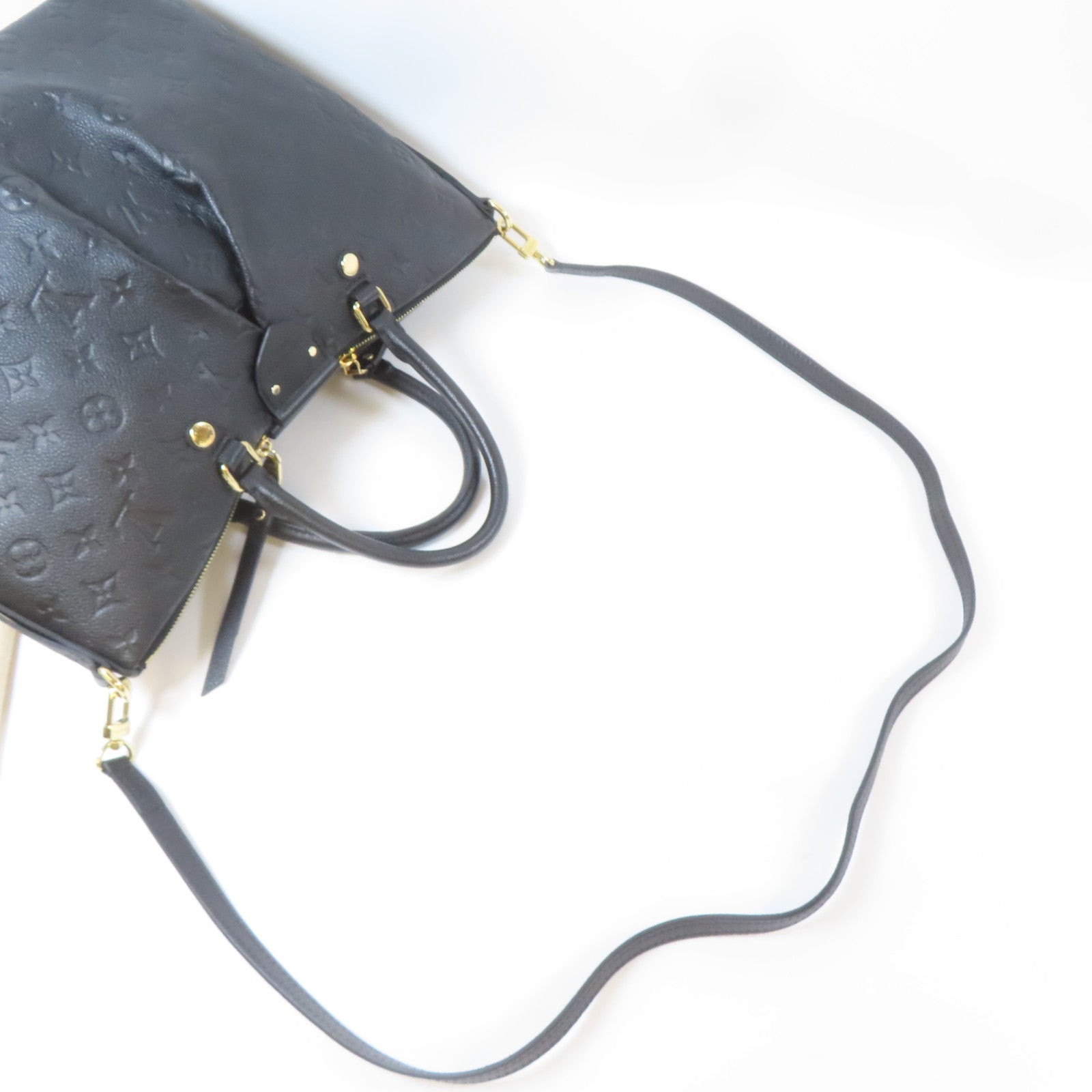 LOUIS VUITTON Monogram Empreinte Mazarine MM金扣手挽肩背兩用袋黑色
