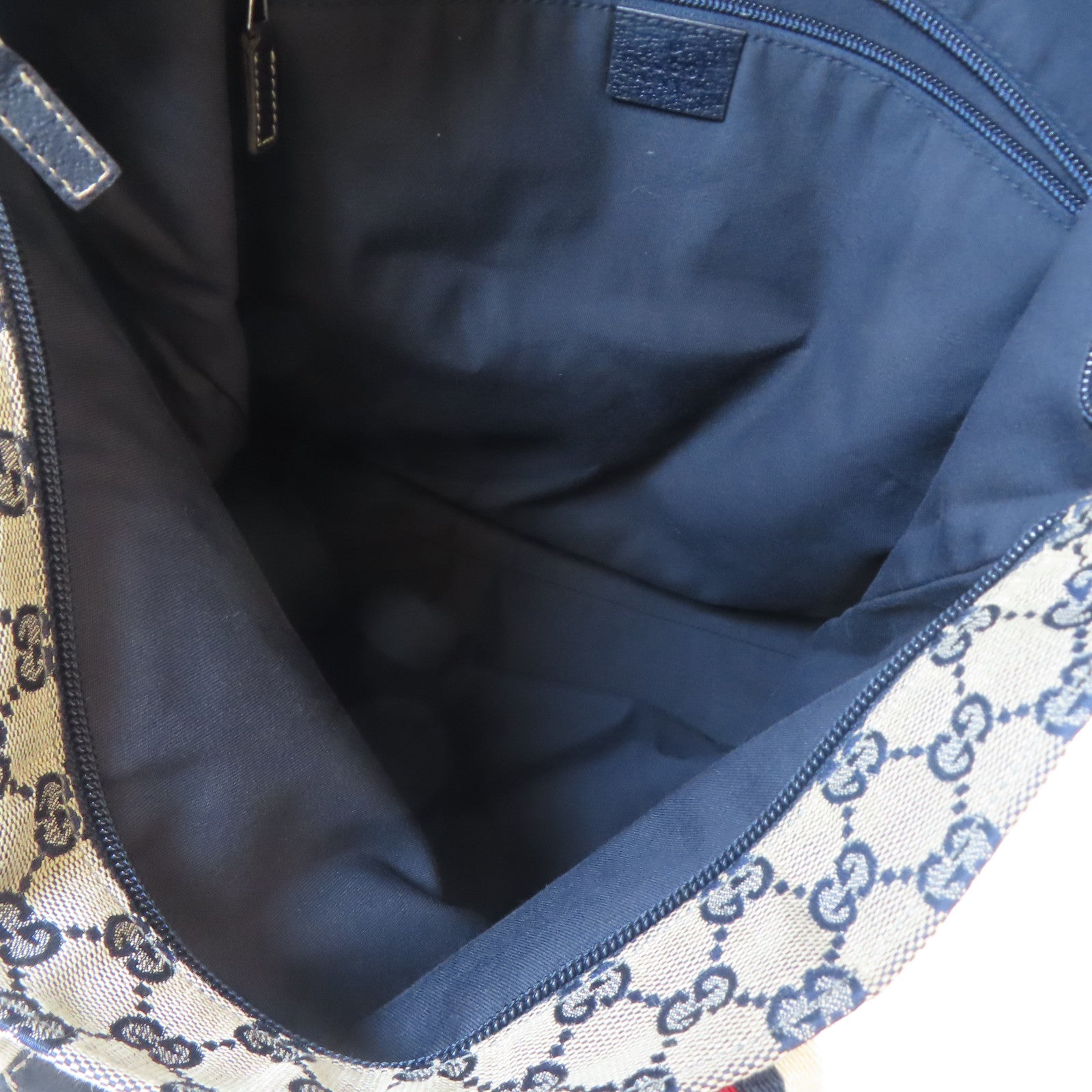 GUCCI 帆布Tote Bag銀扣手挽袋啡色/藍色