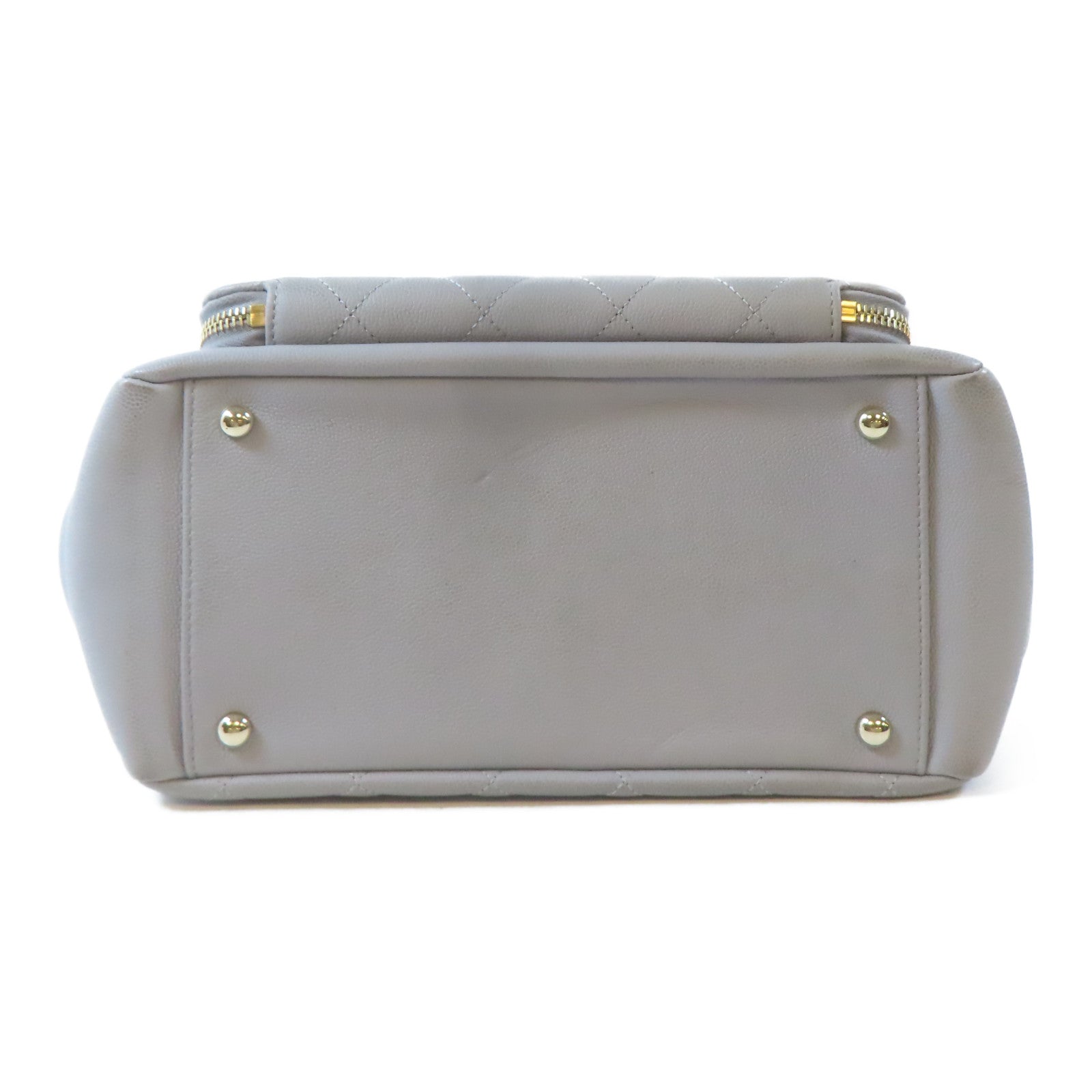 CHANEL 菱格牛皮皮革2 Way Shoulder金扣鏈帶手挽肩背兩用袋灰色