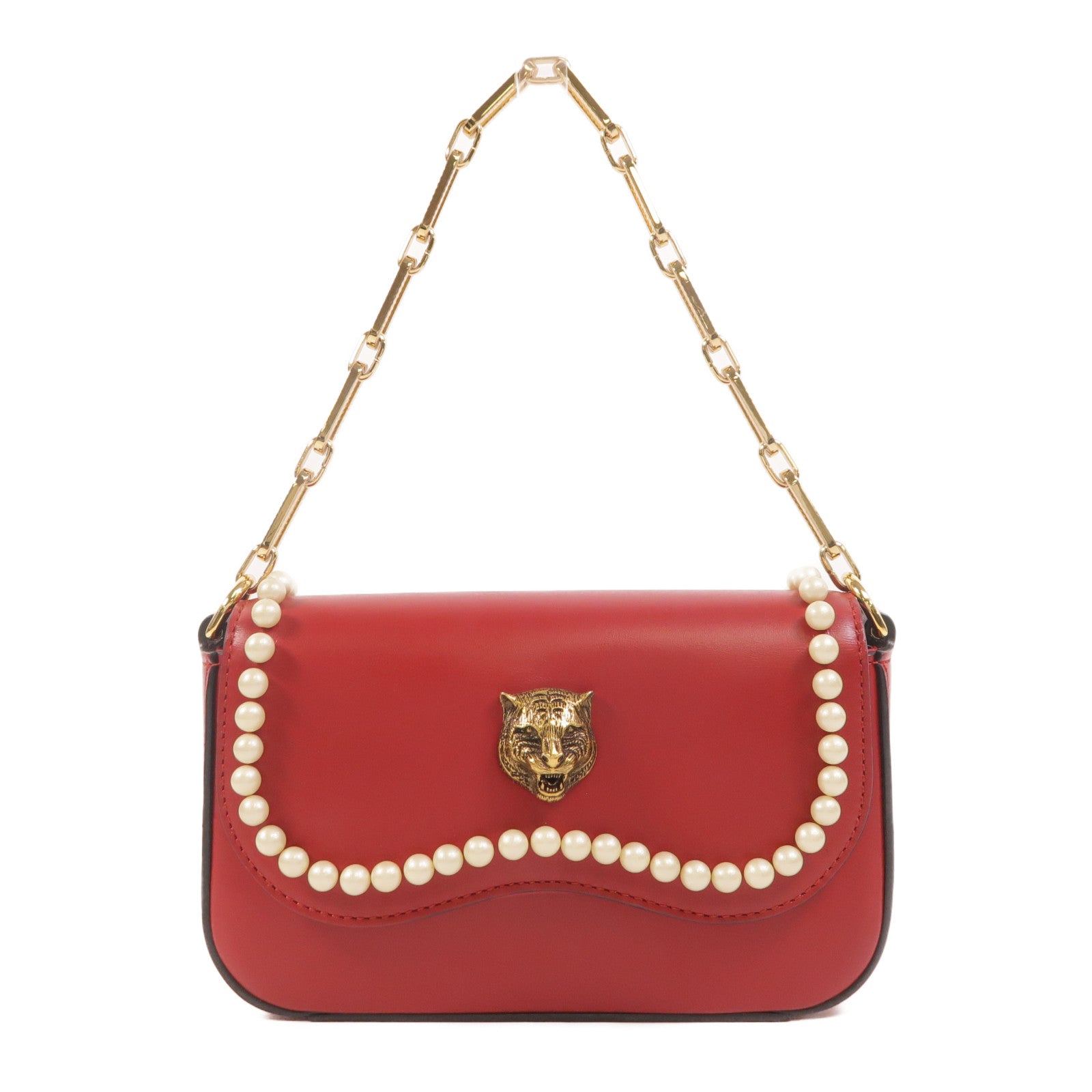 GUCCI 牛皮皮革Pearl Tiger Broadway手挽袋