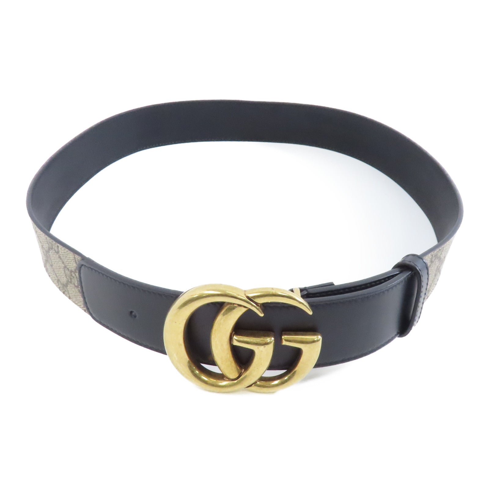 GUCCI PVC Belt 90cm金扣皮帶棕色