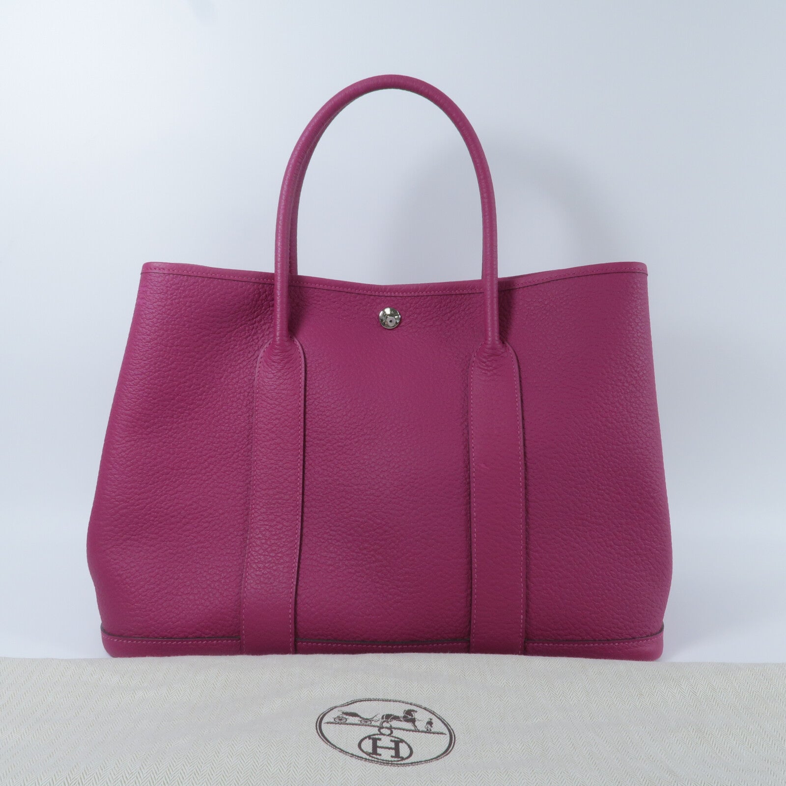HERMES Country皮革Garden Party PM手挽袋Rose Pourpre