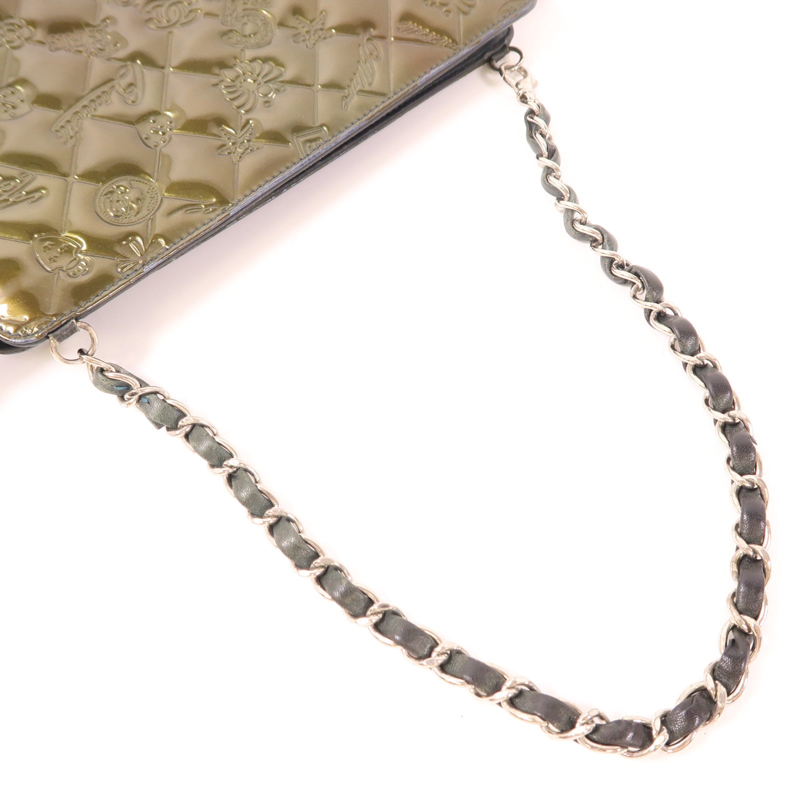 CHANEL 漆皮皮革Shoulder Bag銀扣肩背袋