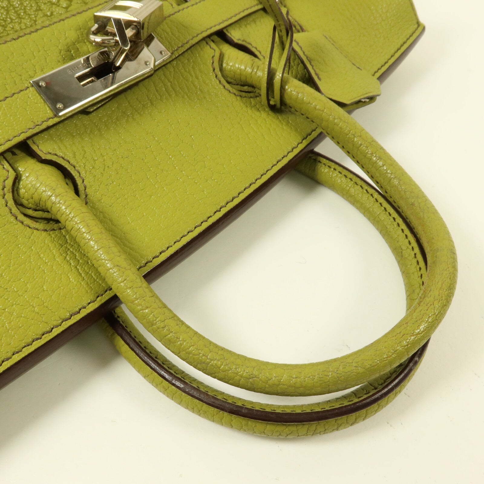 HERMES Chevre皮革Birkin 32 HAC手挽袋Vert Anis