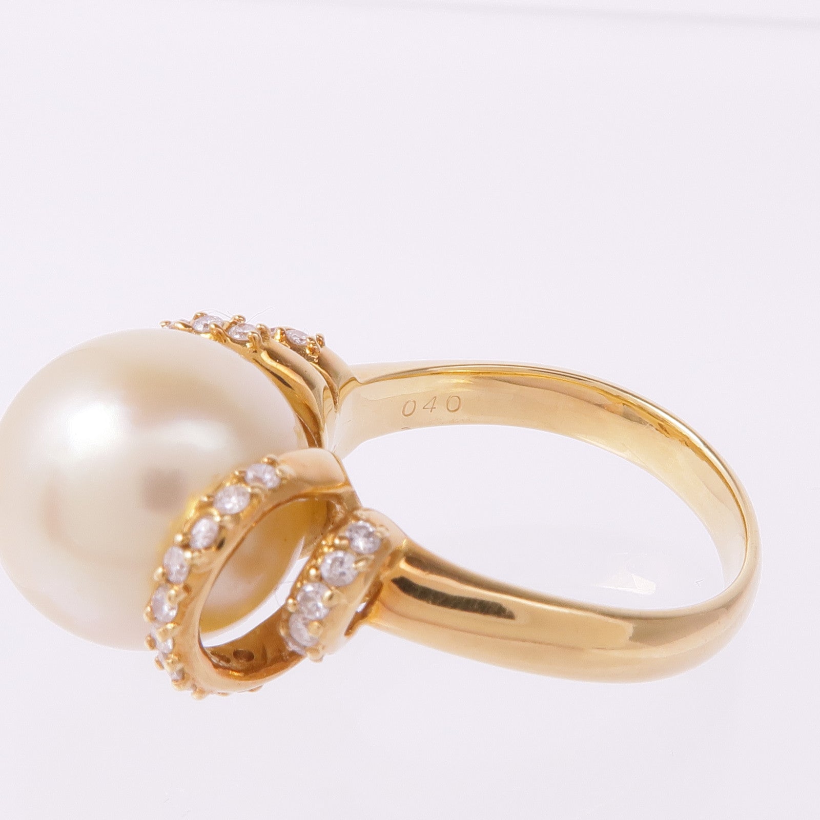 JEWELRY 18K黃金Pearl Diamond Ring珍珠/鑽石戒指US#6.5