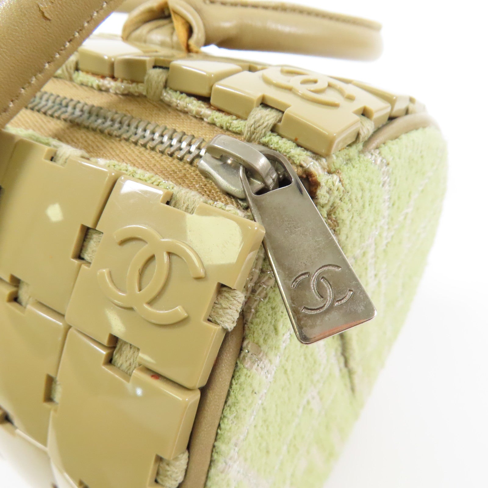 CHANEL PVC/皮革Hand Bag銀扣手挽袋