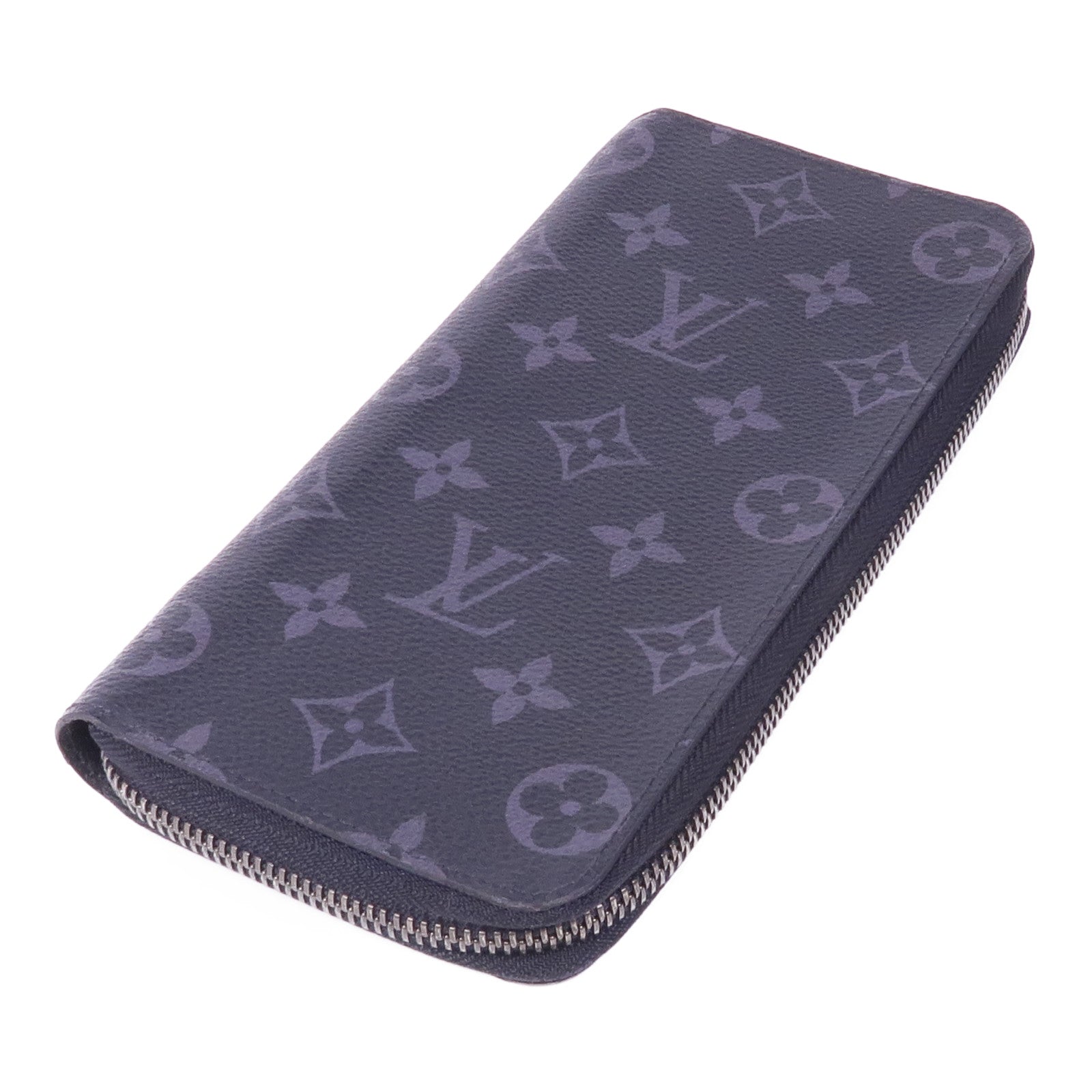 LOUIS VUITTON Monogram Eclipse Zippy Wallet Vertical銀扣長錢包