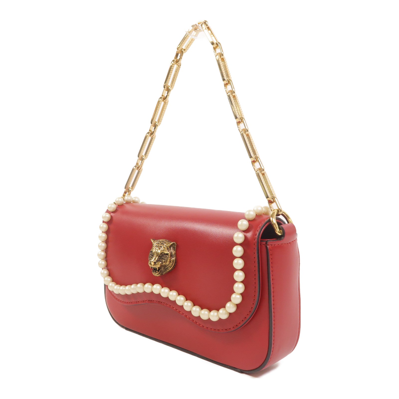 GUCCI 牛皮皮革Pearl Tiger Broadway手挽袋
