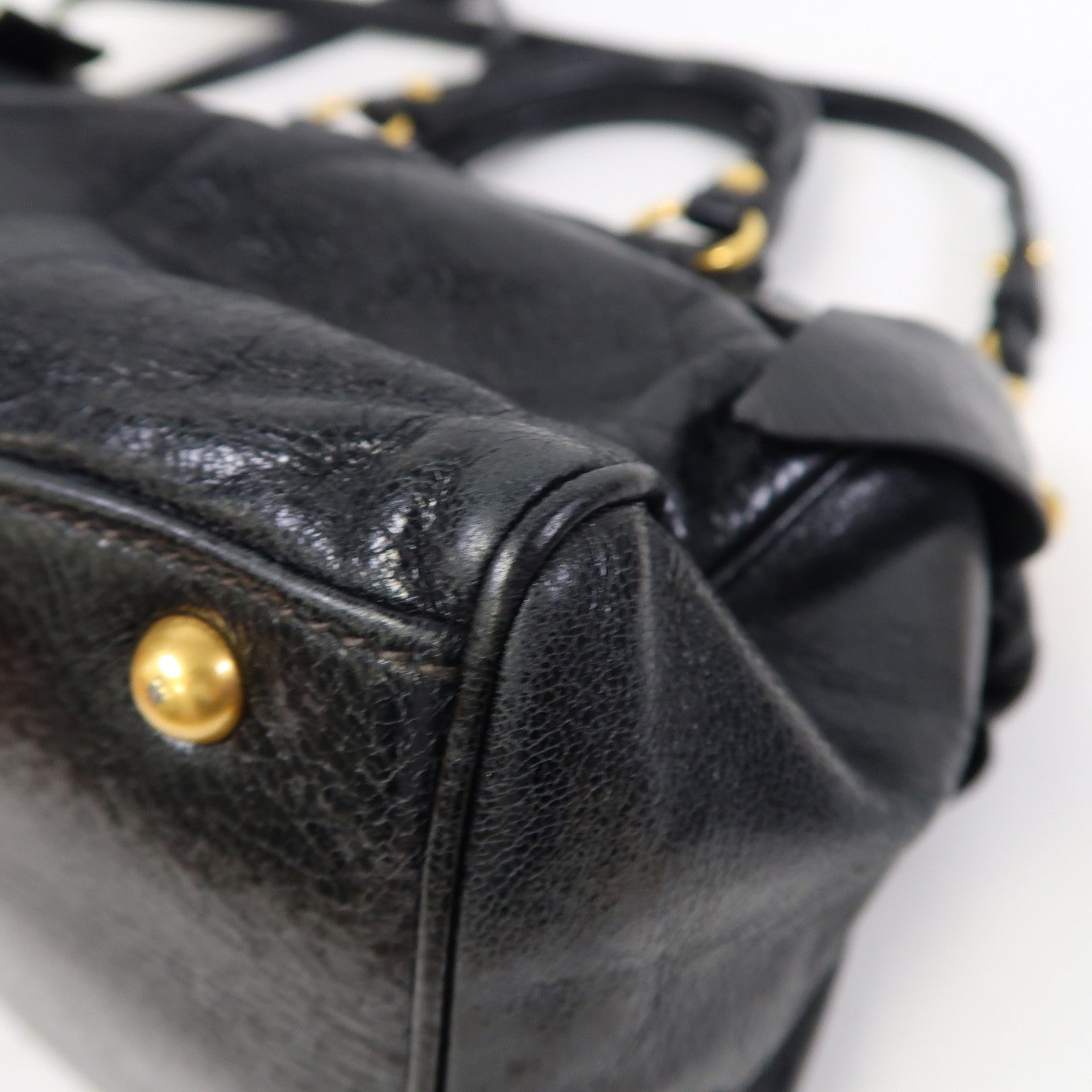 Miu Miu 牛皮皮革2 Way Shoulder金扣手挽肩背兩用袋黑色