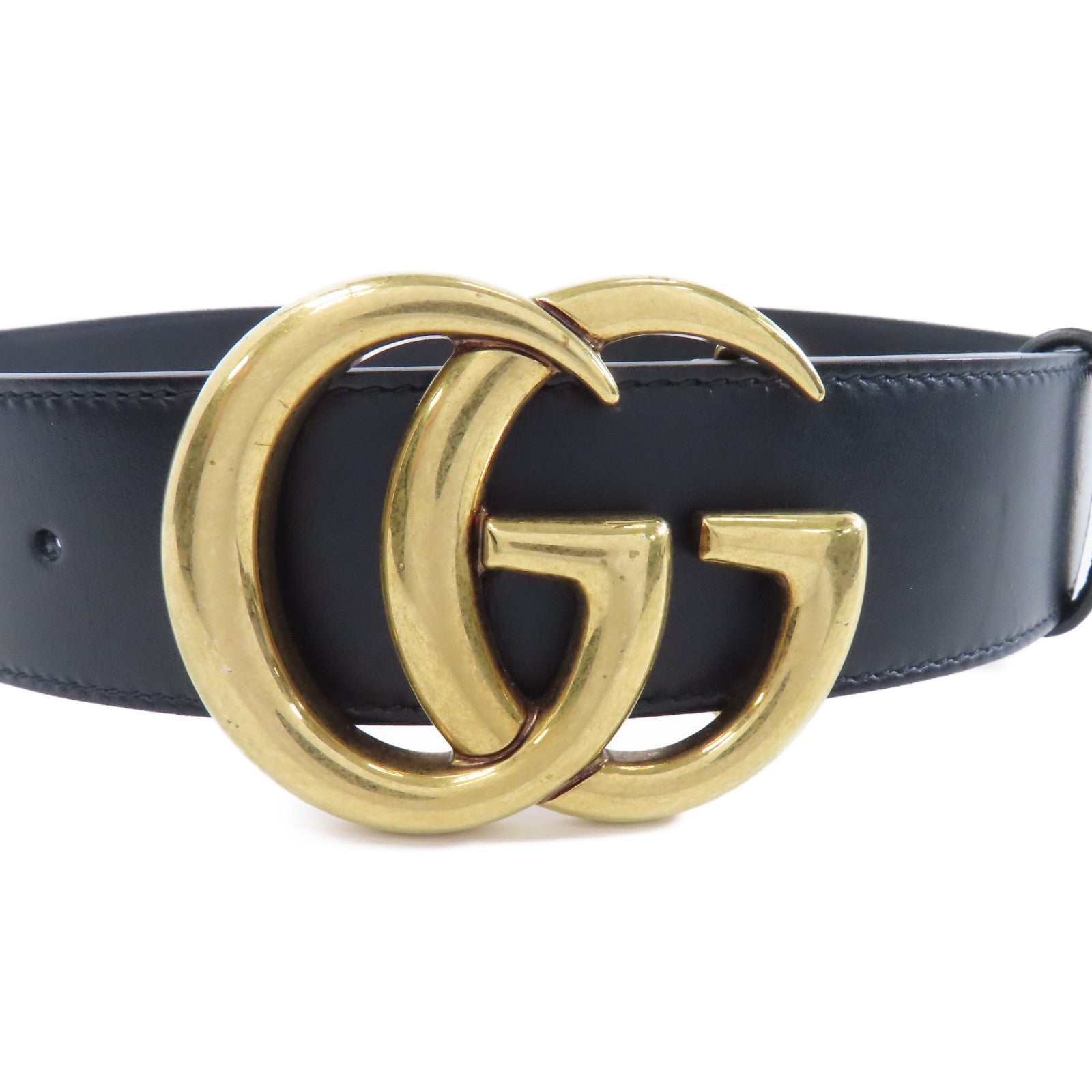 GUCCI PVC Belt 90cm金扣皮帶棕色